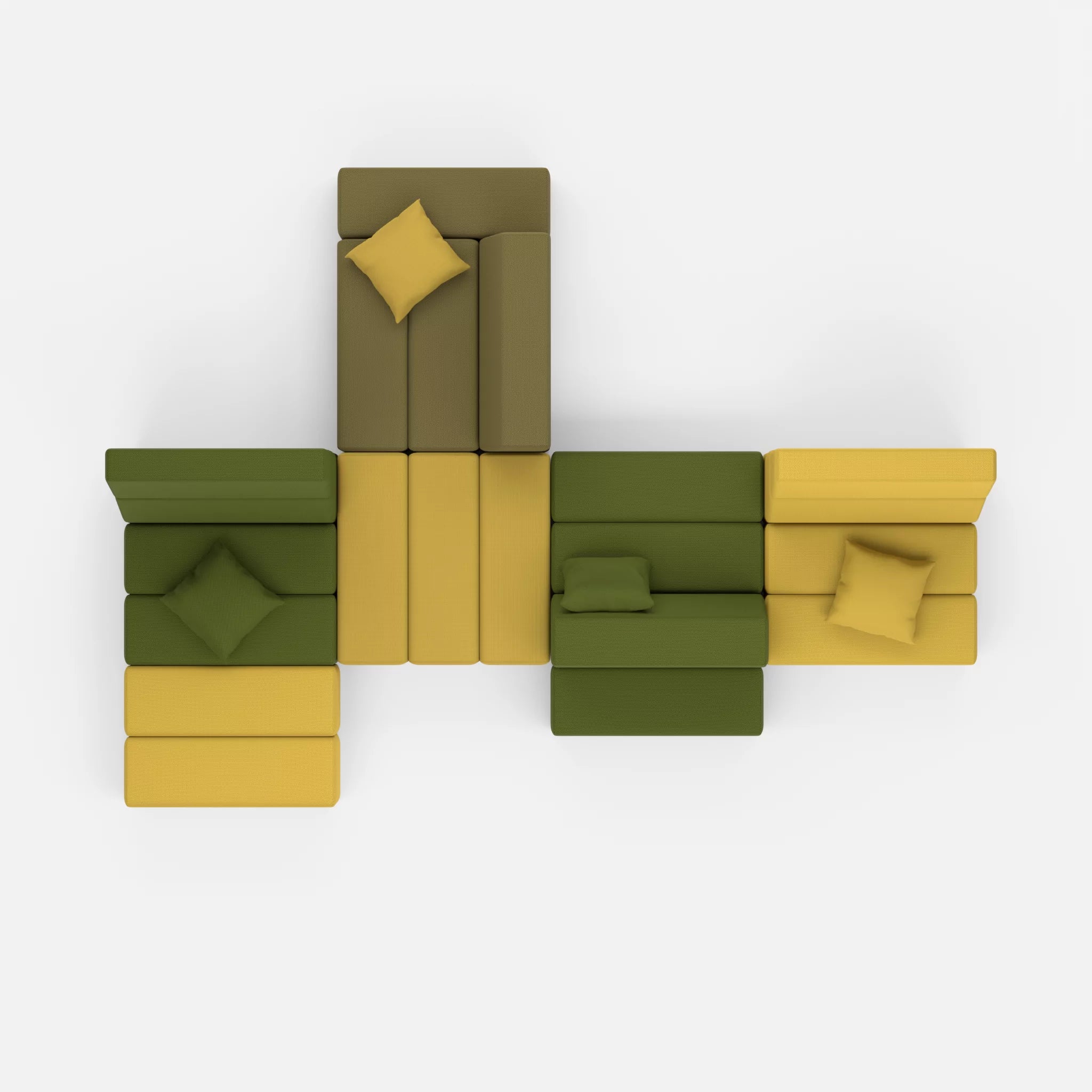 Sofalandschaft Bricks 8 novumpinie-novummoss in Dunkelgrün und Grün von oben