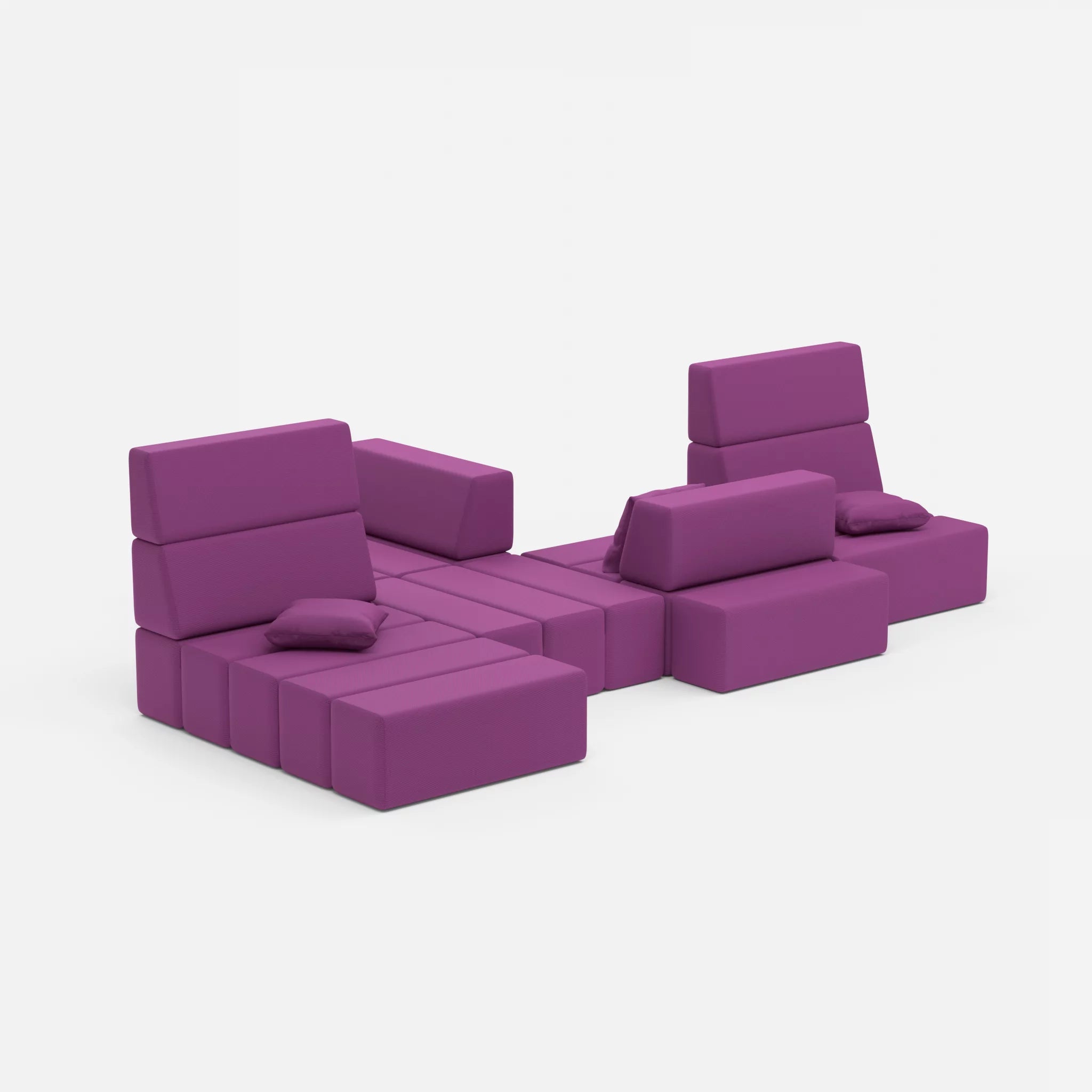 Sofalandschaft Bricks 8 novumviola in Violett von der Seite