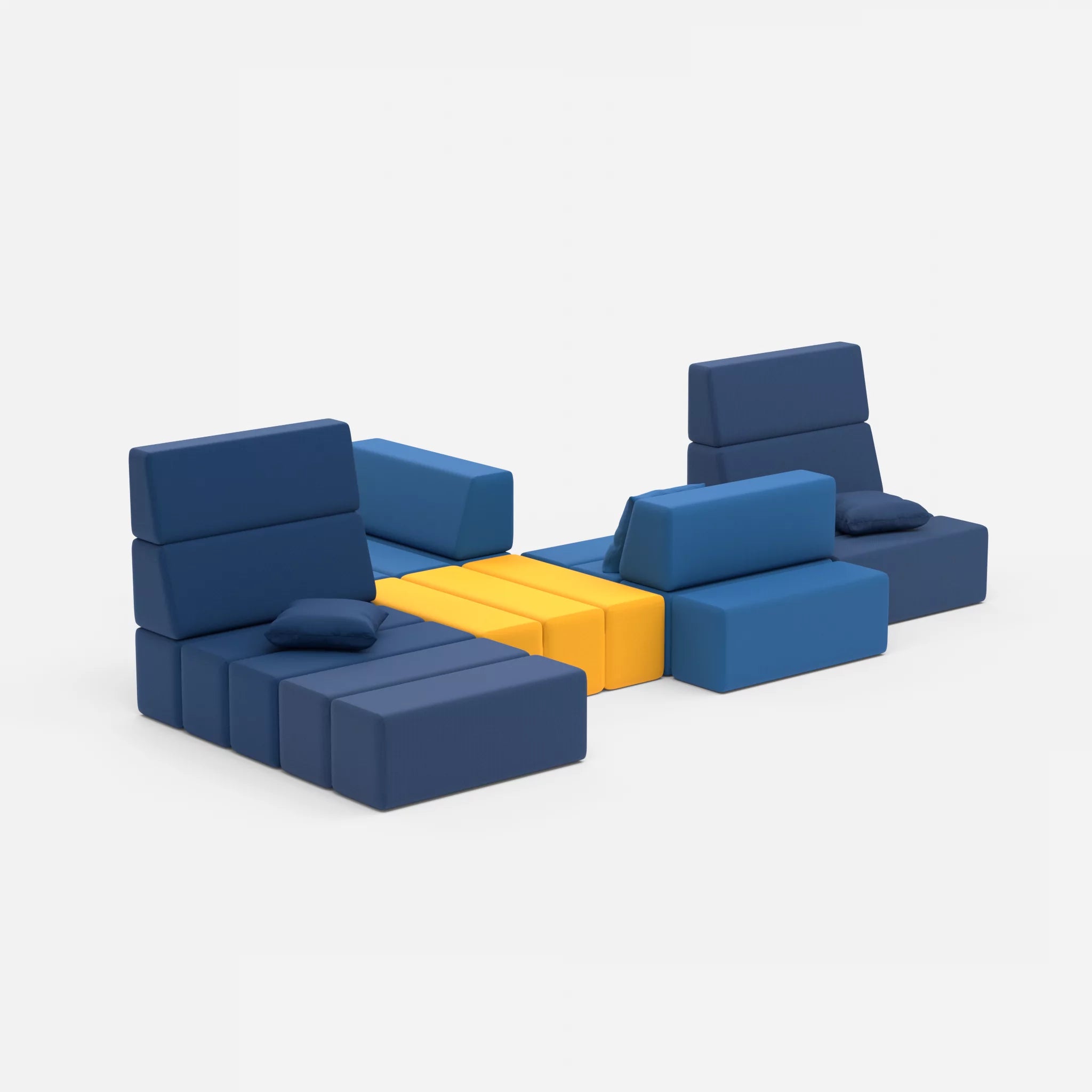 Sofalandschaft Bricks 8 radio6075-radio6598 in Blau und Navy von der Seite