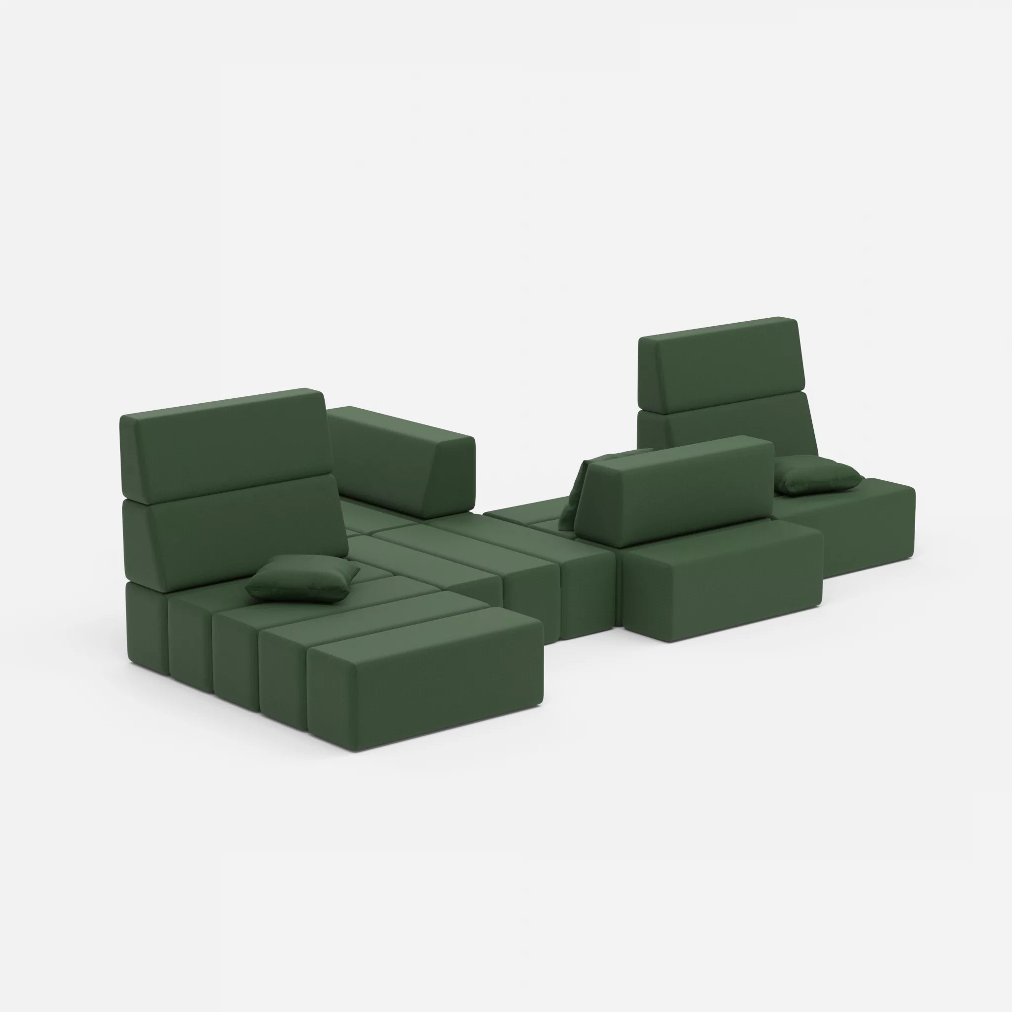 Sofalandschaft Bricks 8 radio7036 in Olive von der Seite