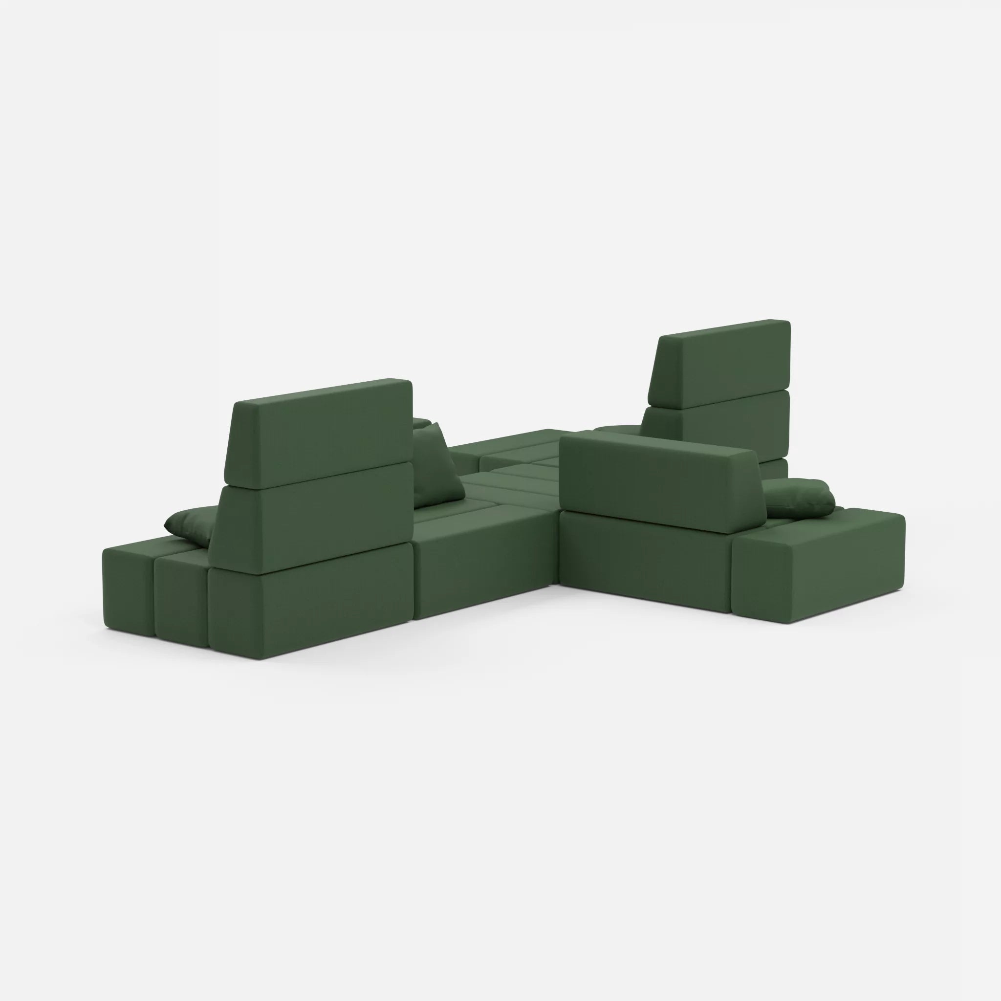 Sofalandschaft Bricks 8 radio7036 in Olive von hinten