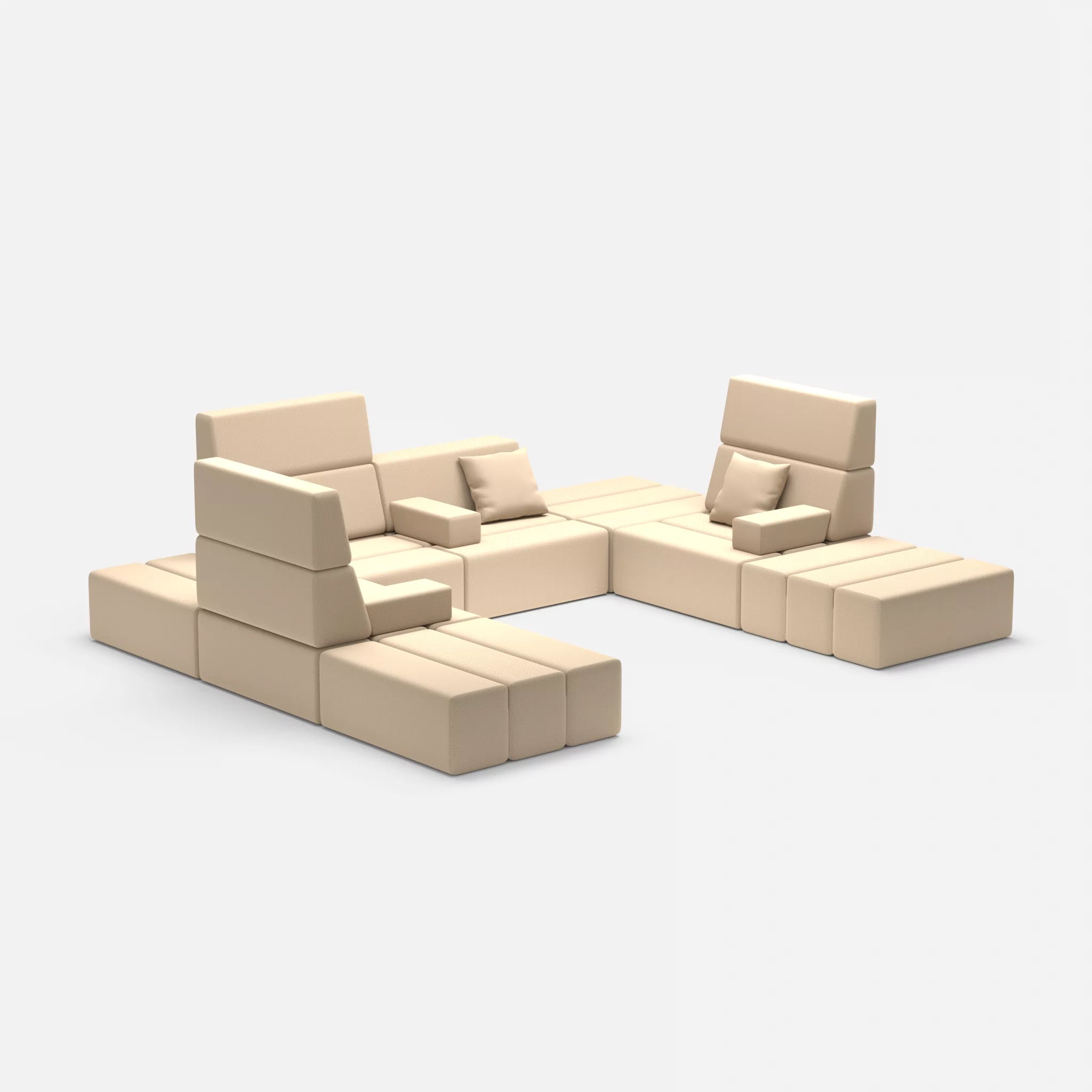 U Sofa Bricks 2 novumcocos in Hellbraun von der Seite