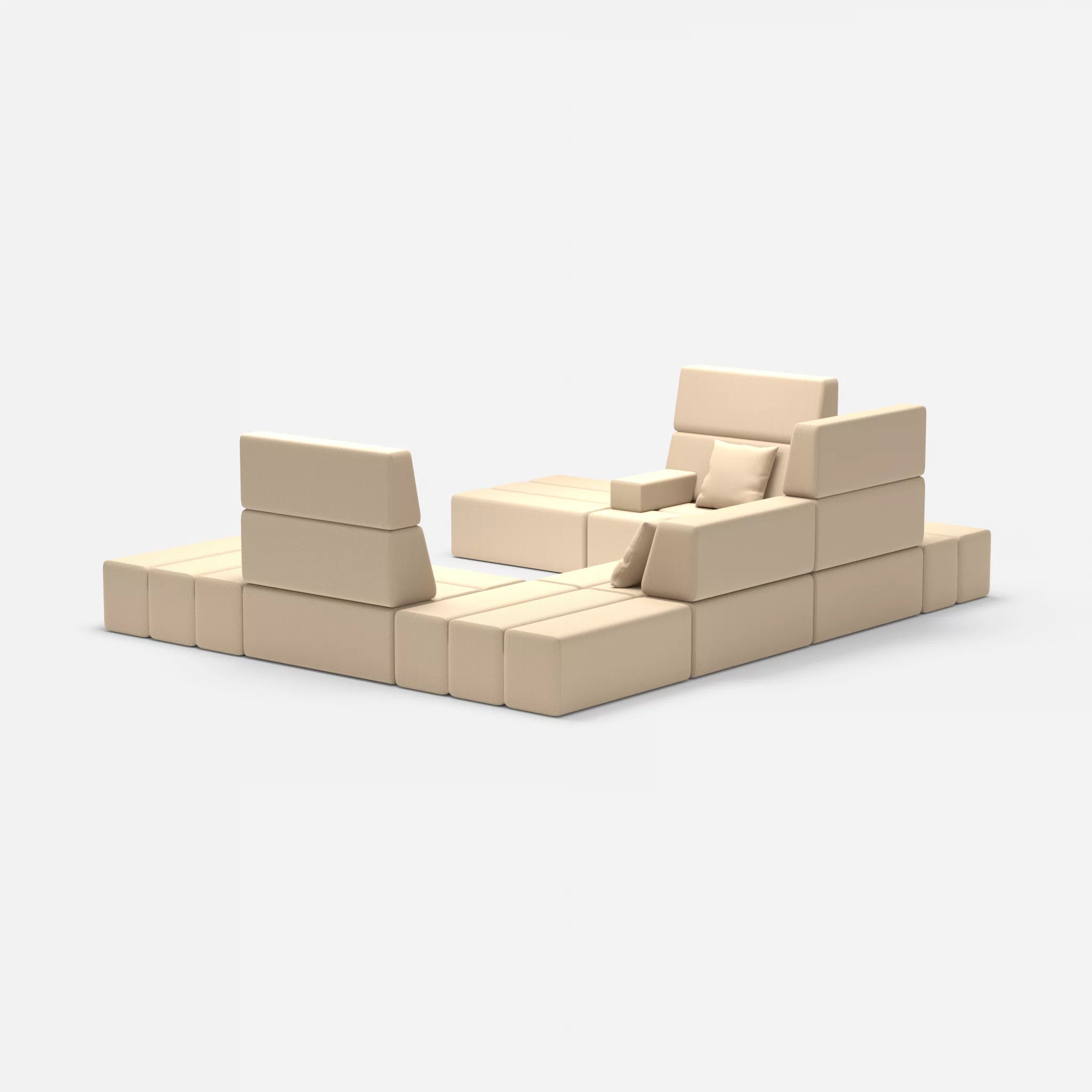 U Sofa Bricks 2 novumcocos in Hellbraun von hinten