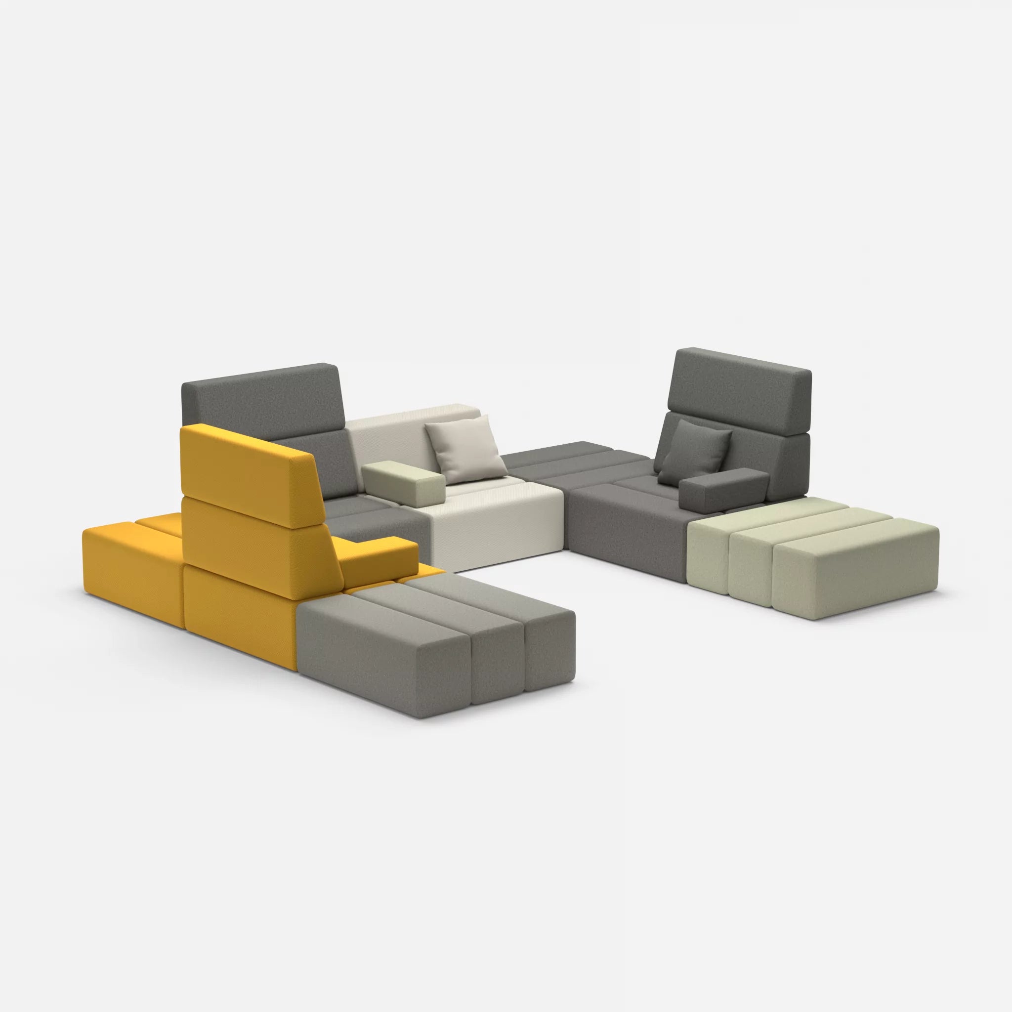 U Sofa Bricks 2 novumcurry-dama0004 in Curry und Dunkelgrau von der Seite