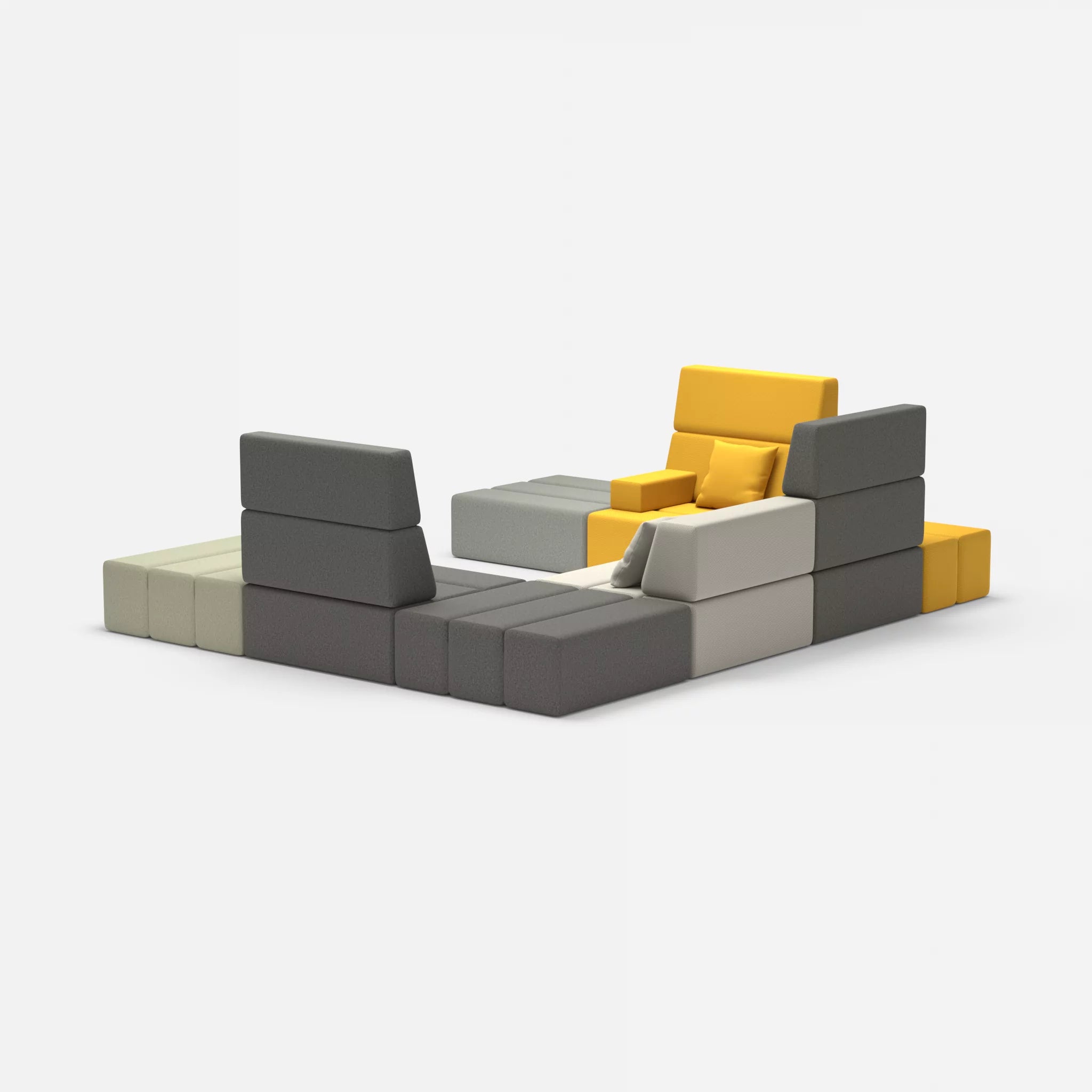 U Sofa Bricks 2 novumcurry-dama0004 in Curry und Dunkelgrau von hinten