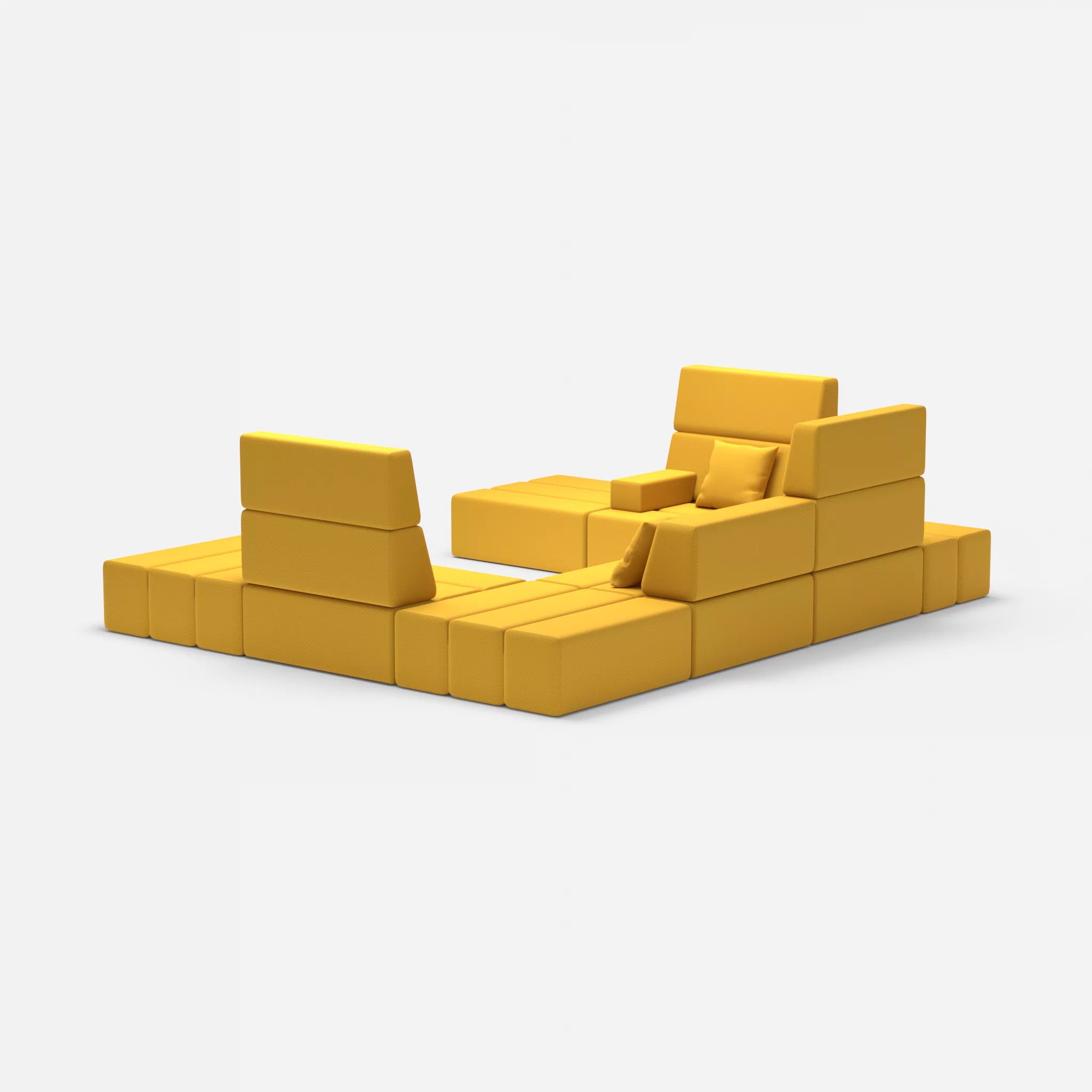 U Sofa Bricks 2 novumcurry in Curry von hinten