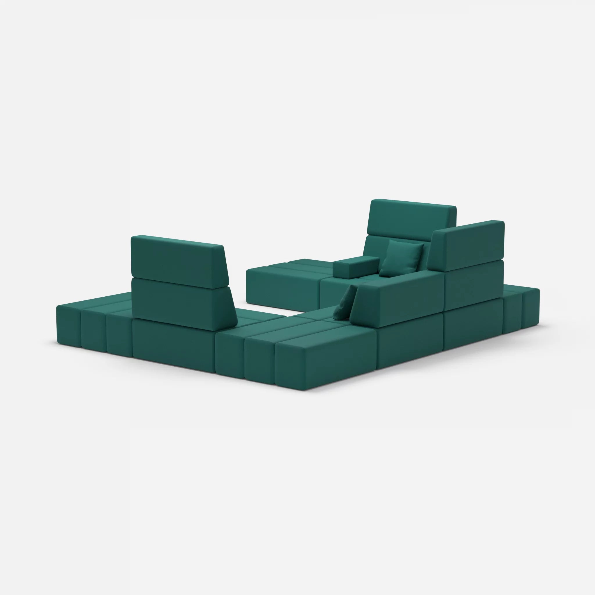 U Sofa Bricks 2 radio6015 in Türkis von hinten