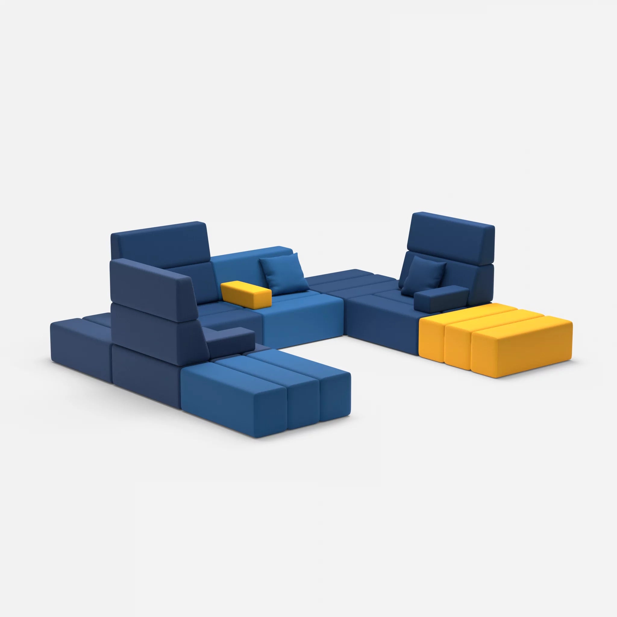 U Sofa Bricks 2 radio6598-radio6512 in Navy und Dunkelblau von der Seite
