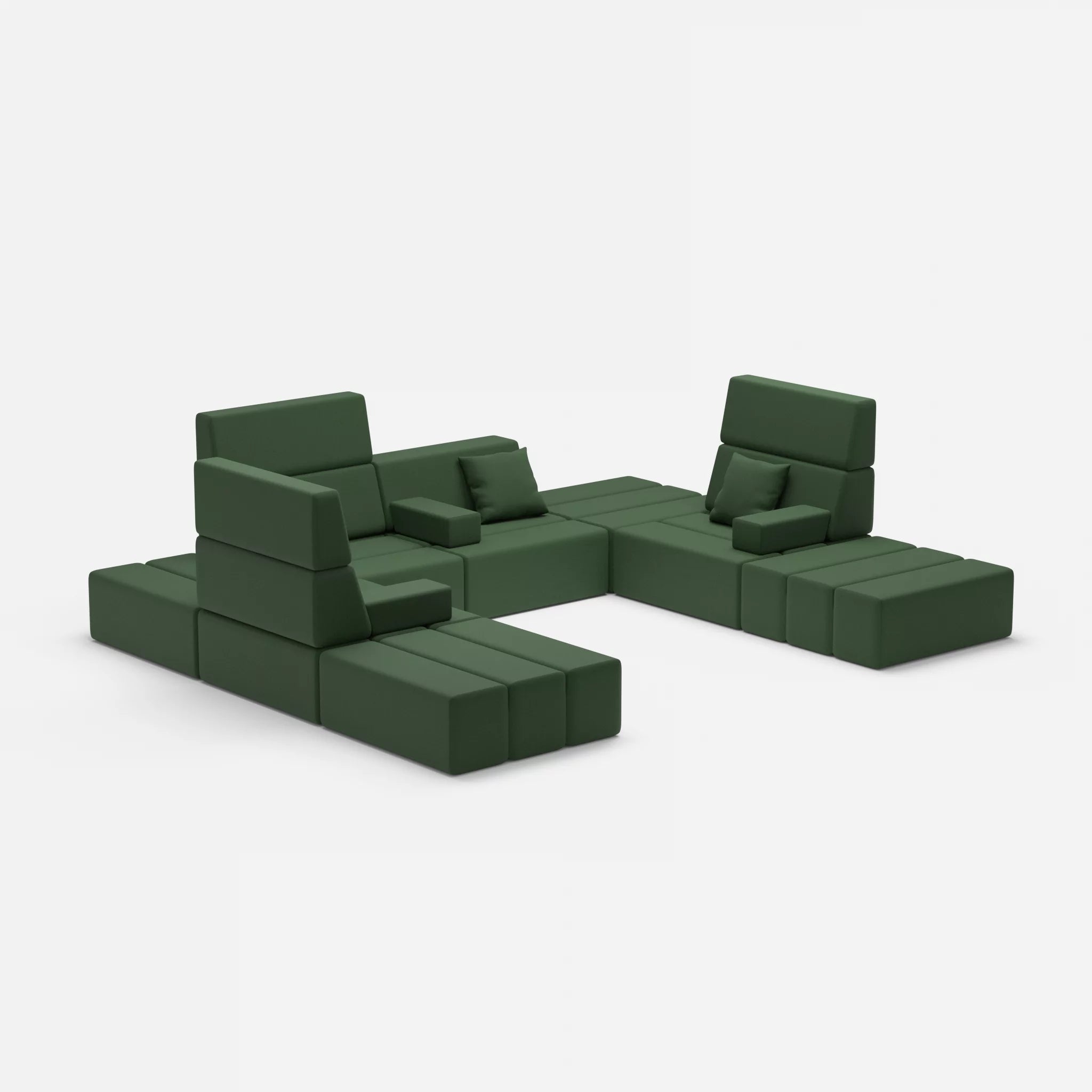 U Sofa Bricks 2 radio7036 in Olive von der Seite
