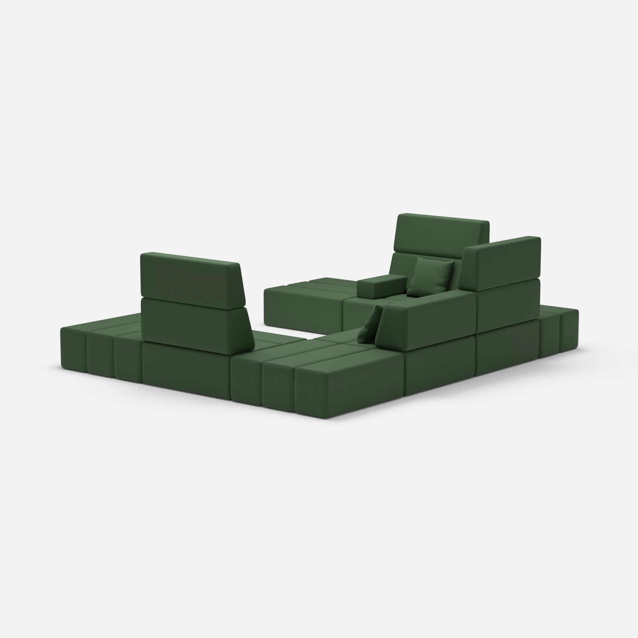U Sofa Bricks 2 radio7036 in Olive von hinten