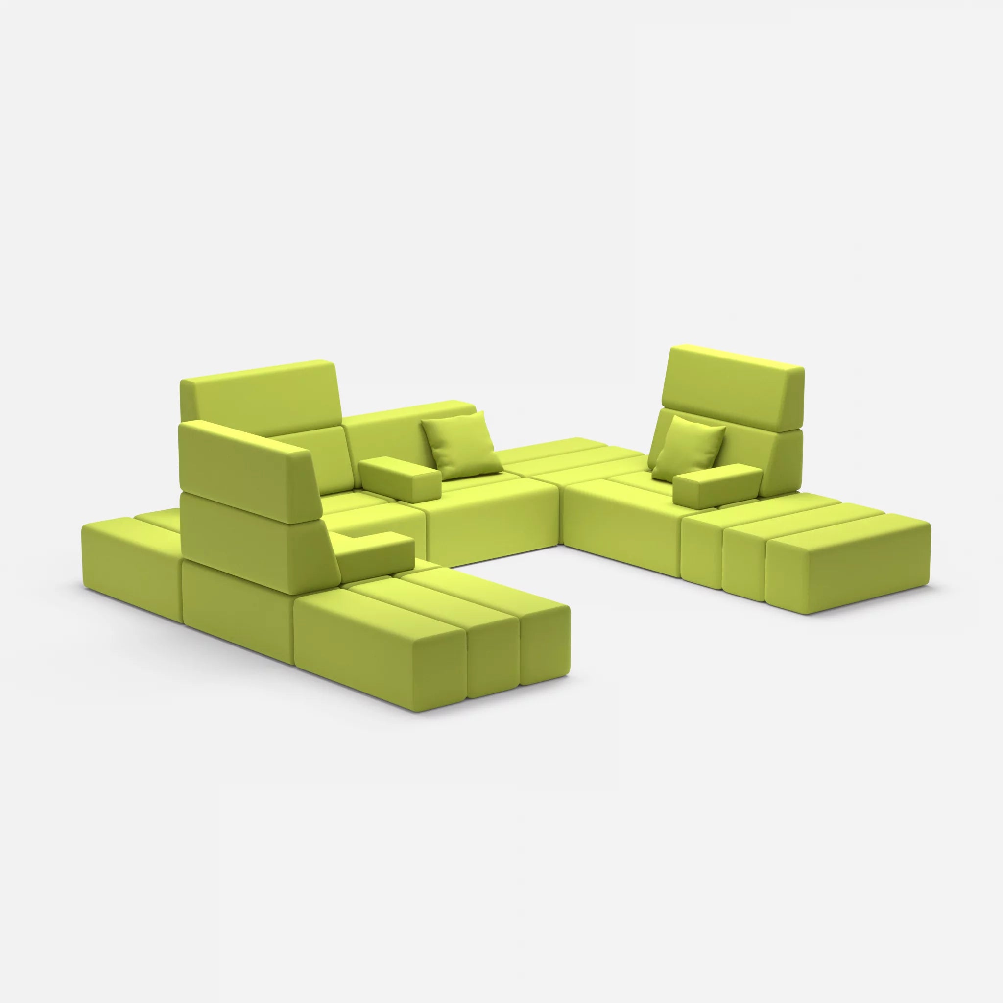 U Sofa Bricks 2 radio7041 in Hellgrün von der Seite