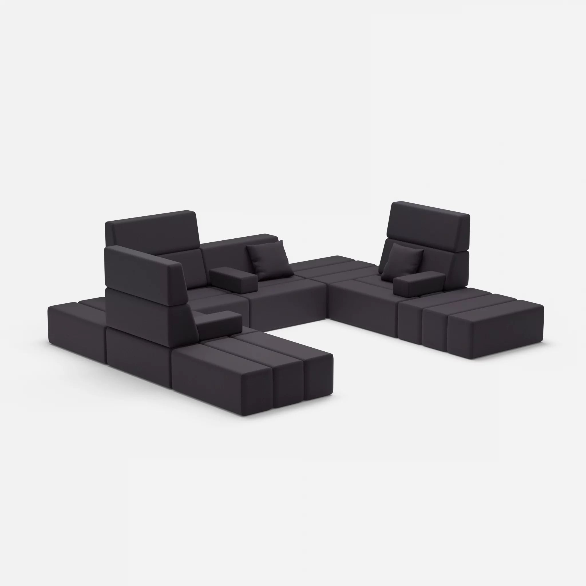U Sofa Bricks 2 radio8517 in Anthrazit von der Seite