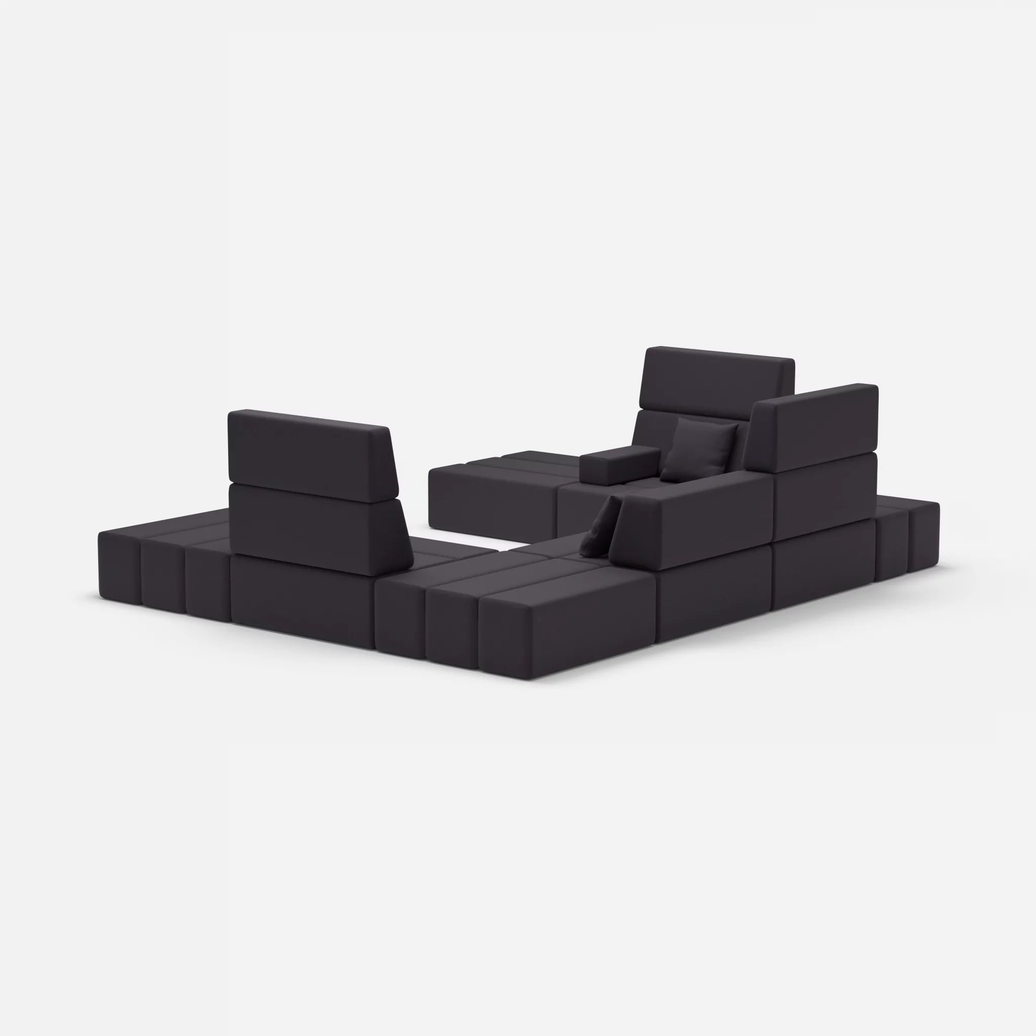 U Sofa Bricks 2 radio8517 in Anthrazit von hinten