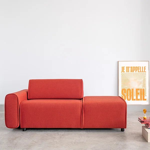 1 Sitzer Sofa Belleform mit Anschlusshocker Rot