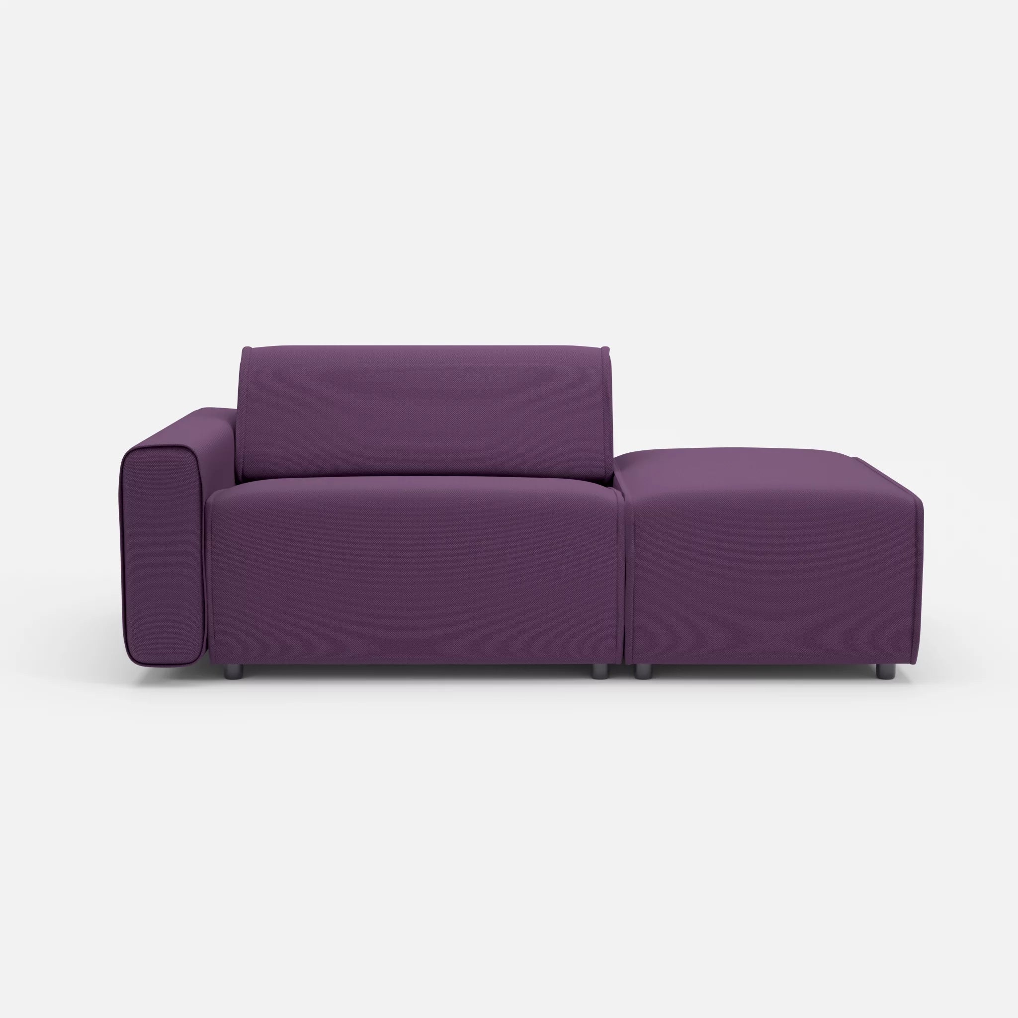 1 Sitzer Sofa Belleform mit offener Seite mit Armlehne 1 novumprune in Violett von vorne