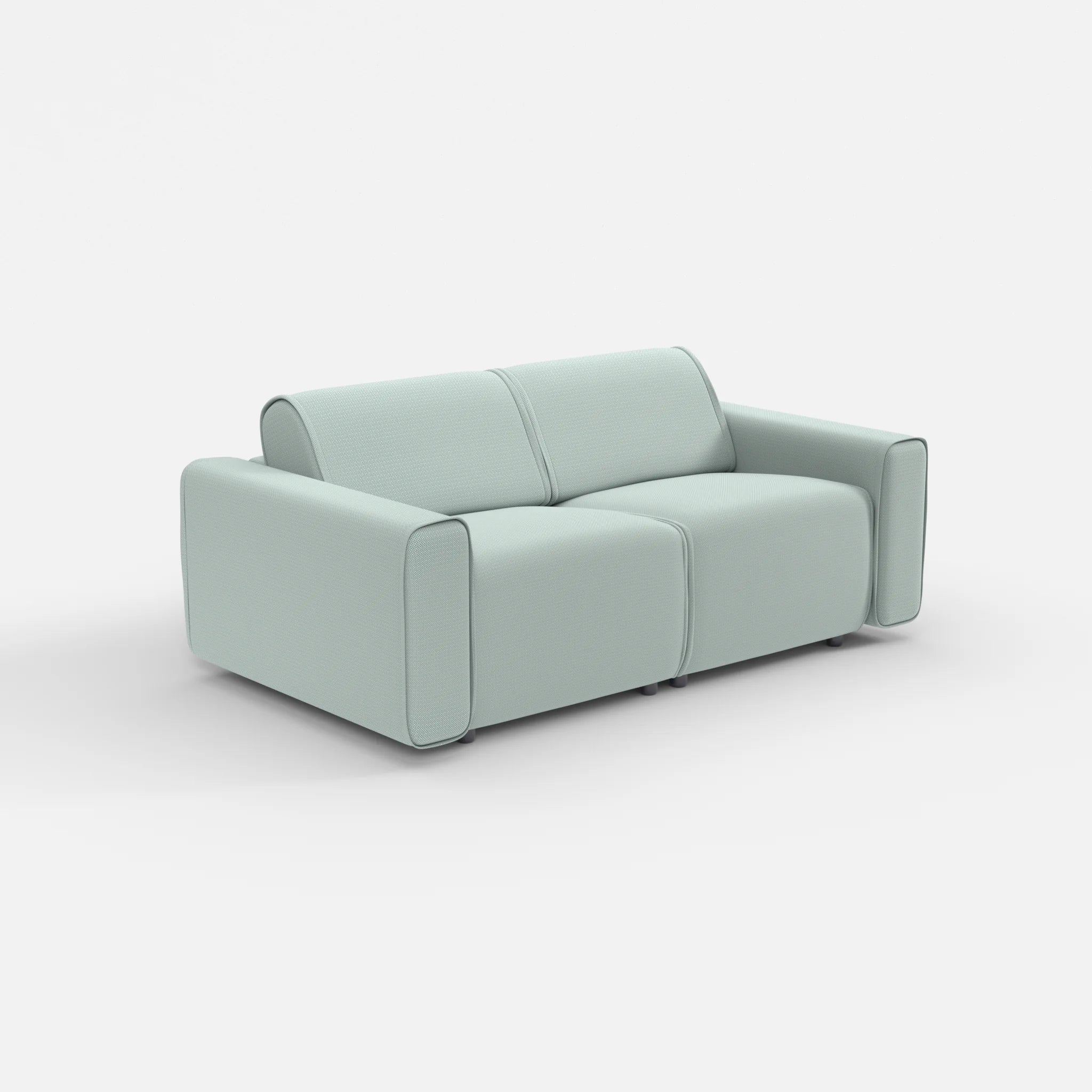 2 Sitzer Sofa Belleform mit breiter Armlehne 1 credolake in Graublau von der Seite