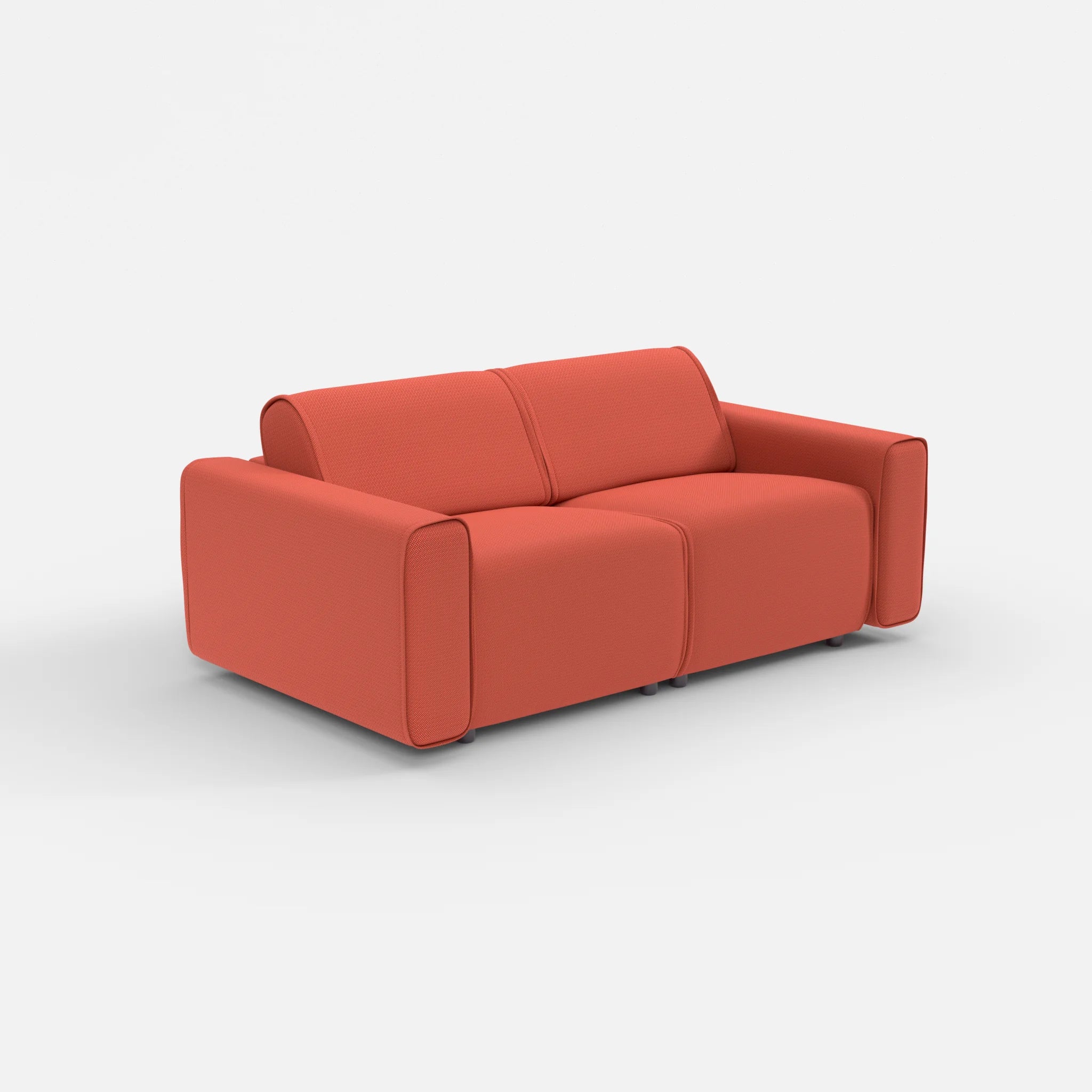 2 Sitzer Sofa Belleform mit breiter Armlehne 1 credolampion in Rot von der Seite