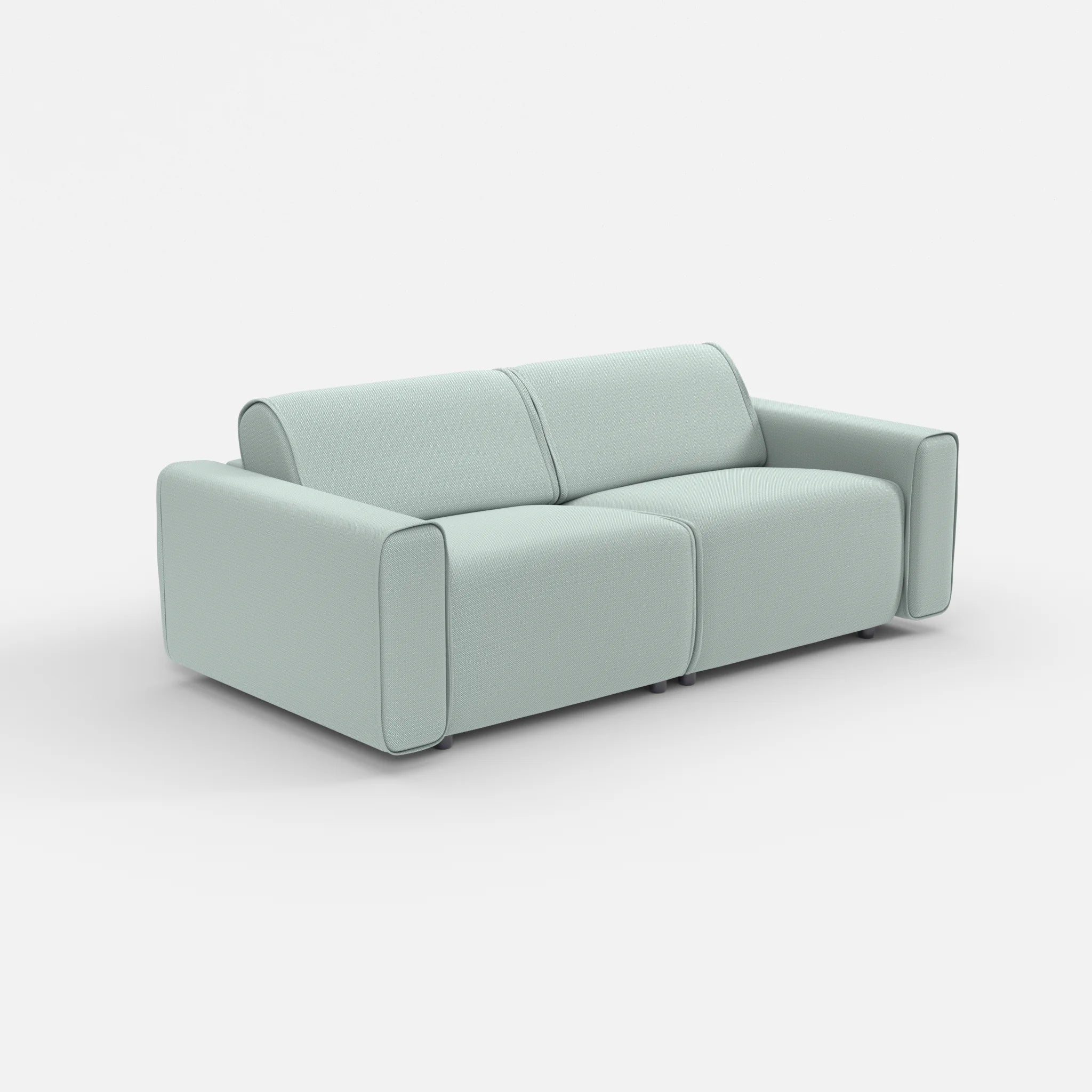 2 Sitzer Sofa Belleform mit breiter Armlehne 2 credolake in Graublau von der Seite