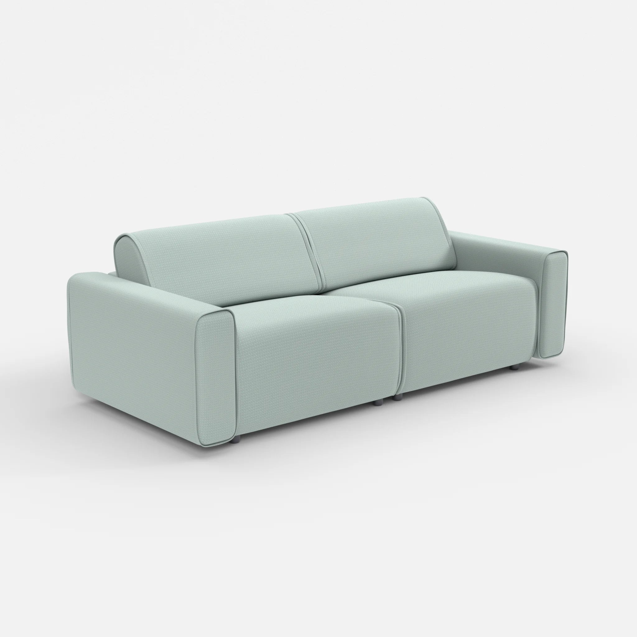 2 Sitzer Sofa Belleform mit breiter Armlehne 3 credolake in Graublau von der Seite