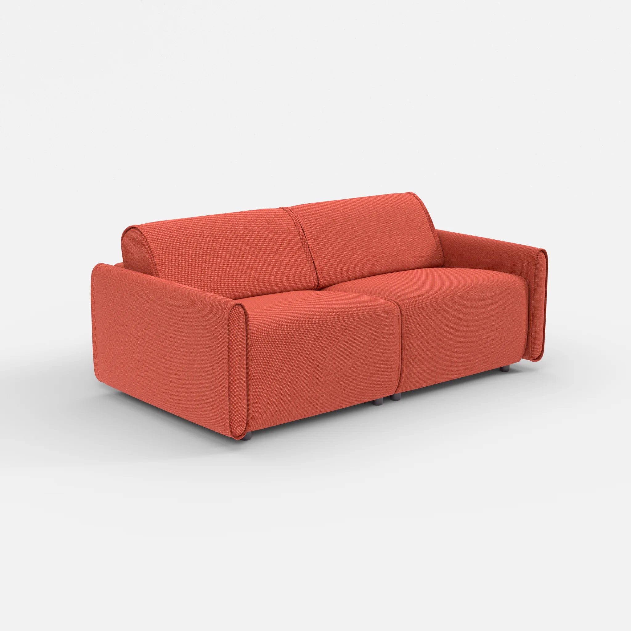 2 Sitzer Sofa Belleform mit schmaler Armlehne 2 credolampion in Rot von der Seite