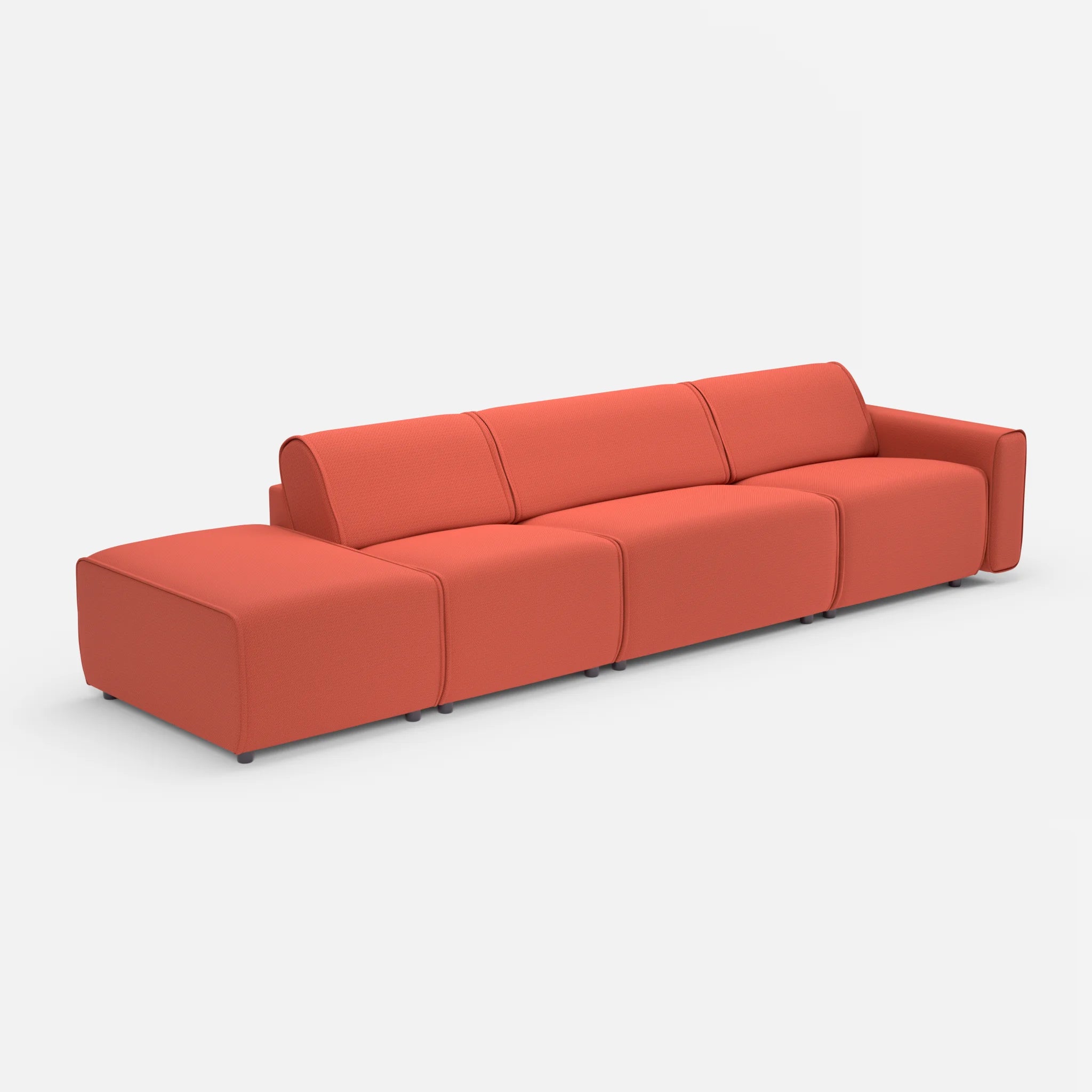 3 Sitzer Sofa Belleform mit offener Seite links 1 credolampion in Rot von der Seite