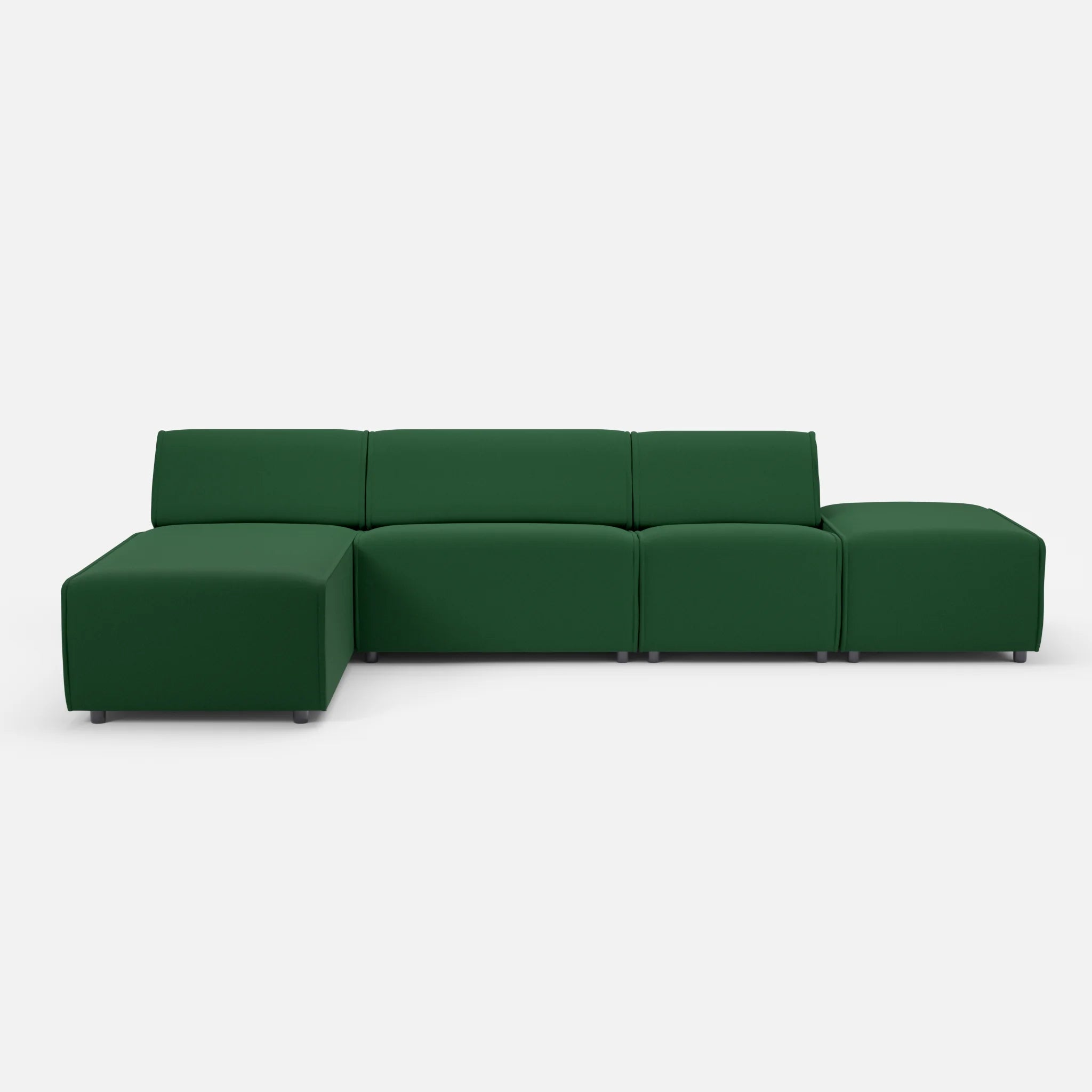 3 Sitzer Sofa Belleform mit offener Seite und Récamiere 1 dama0052 in Dunkelgrün von vorne