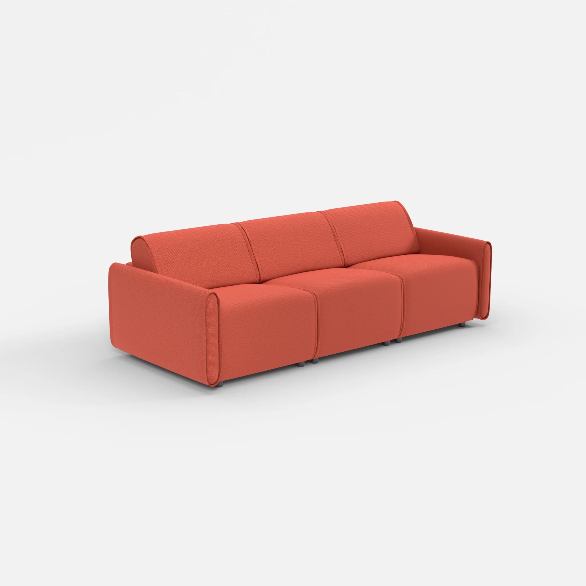 3 Sitzer Sofa Belleform mit schmaler Armlehne 1 credolampion in Rot von der Seite