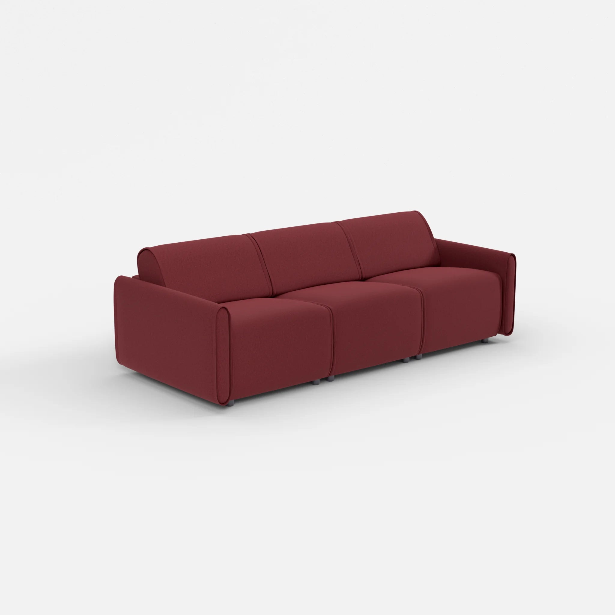 3 Sitzer Sofa Belleform mit schmaler Armlehne 1 dama0034 in Bordeaux von der Seite