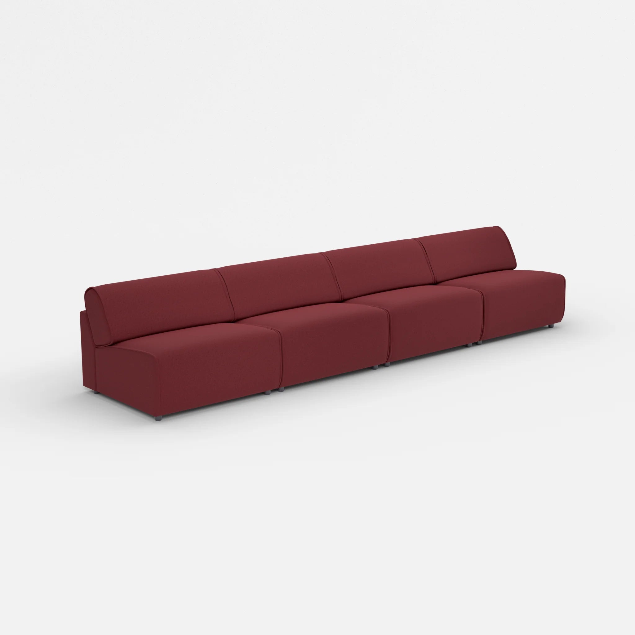 4 Sitzer Sofa Belleform ohne Armlehne 4 dama0034 in Bordeaux von der Seite