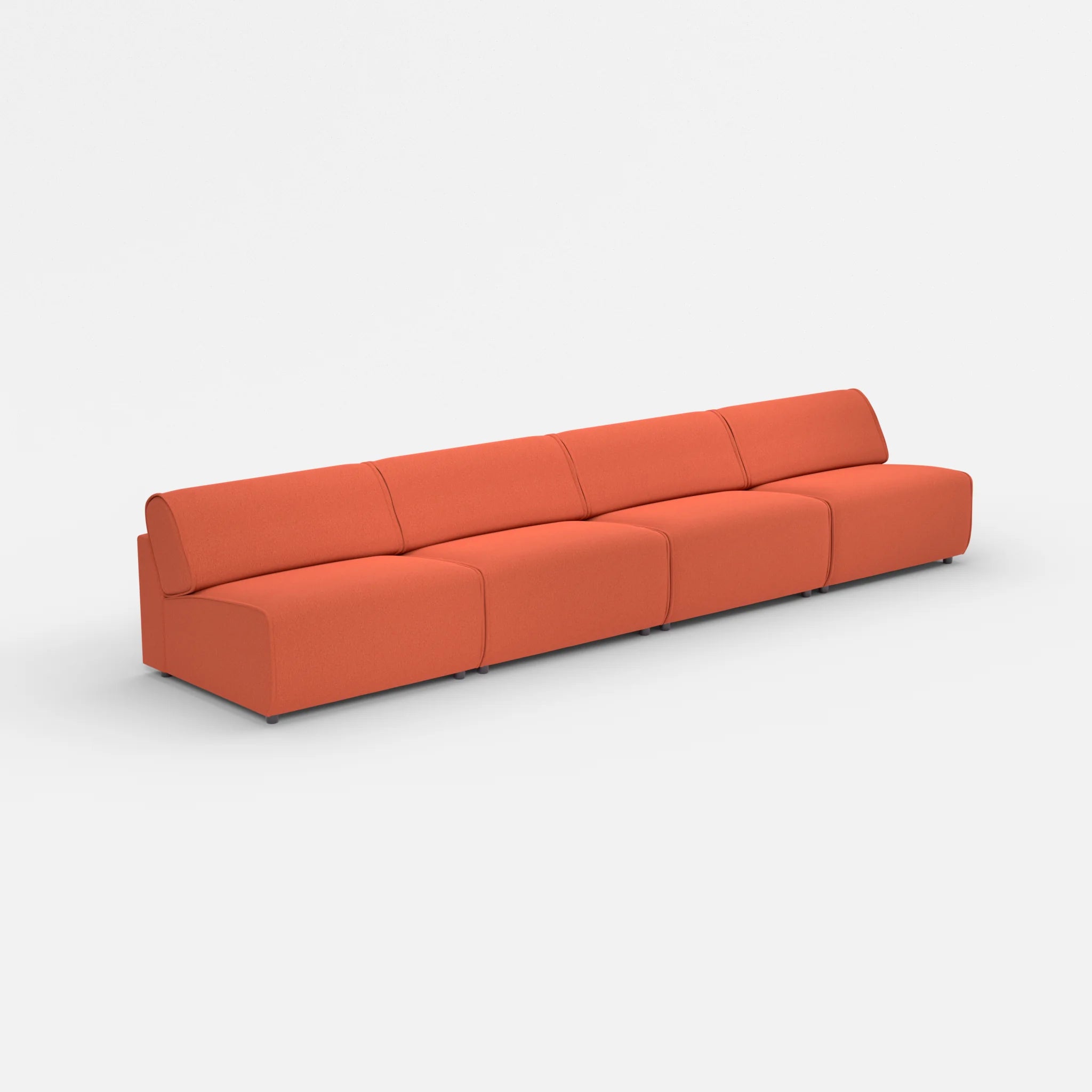 4 Sitzer Sofa Belleform ohne Armlehne 4 dama0062 in Orange von der Seite