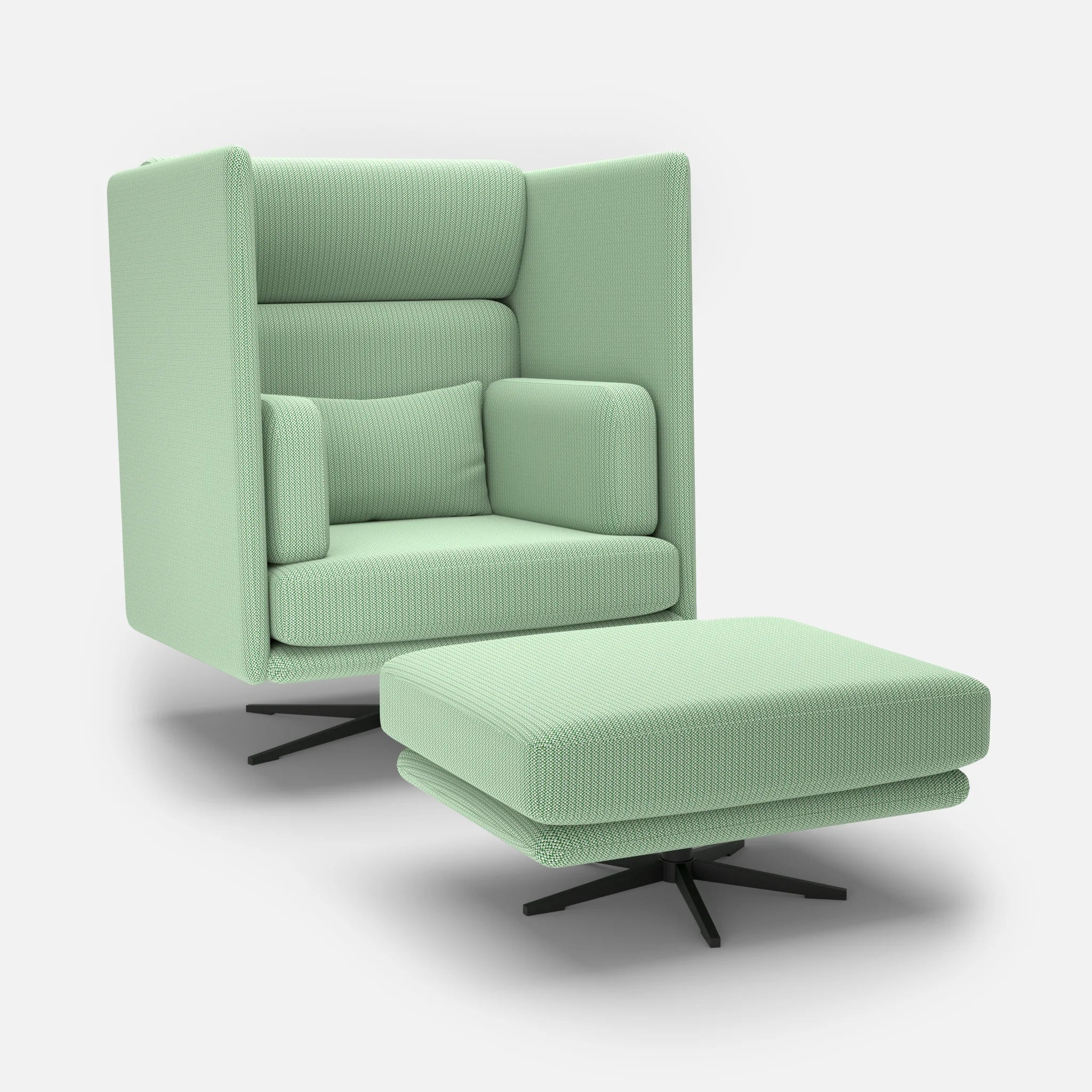 Lounge Sessel Egon hoch mit Hocker mintfarben