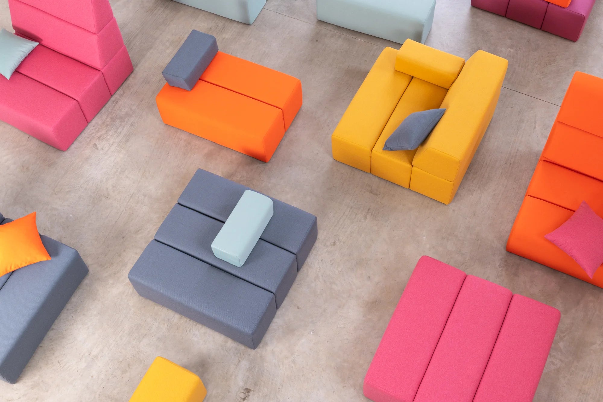 Modulsofa Bricks Draufsicht in verschiedenen Farben