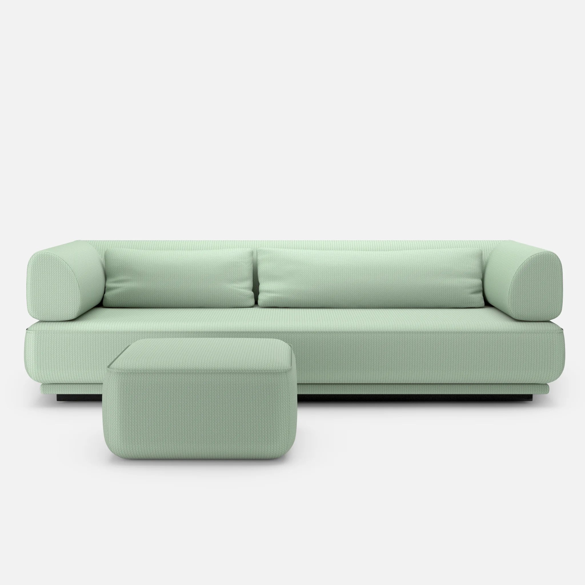 Sofa 3 Sitzer Gordo mit Hocker und Kissen mintfarben