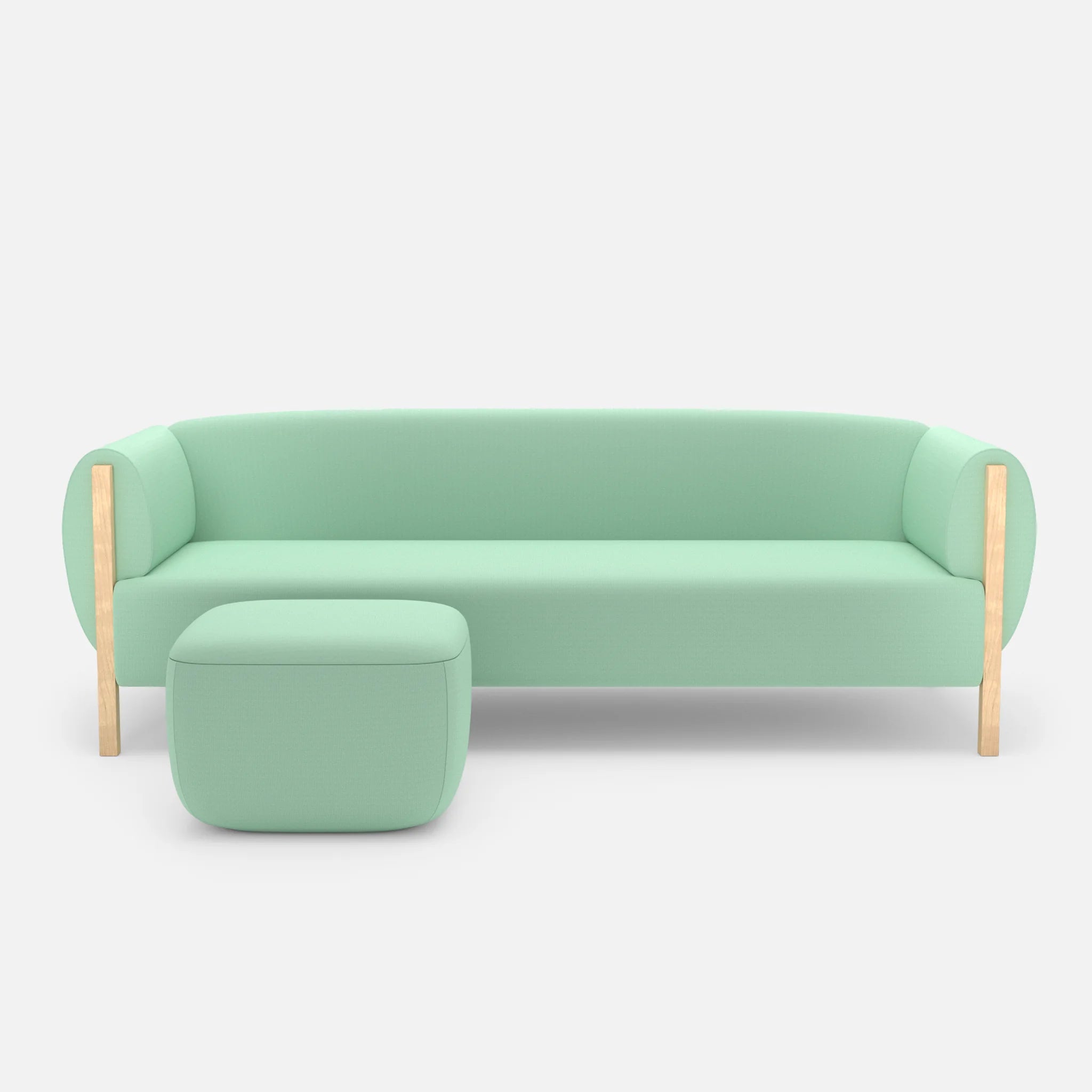 Sofa 3 Sitzer Mallow mit Hocker Mintfarben