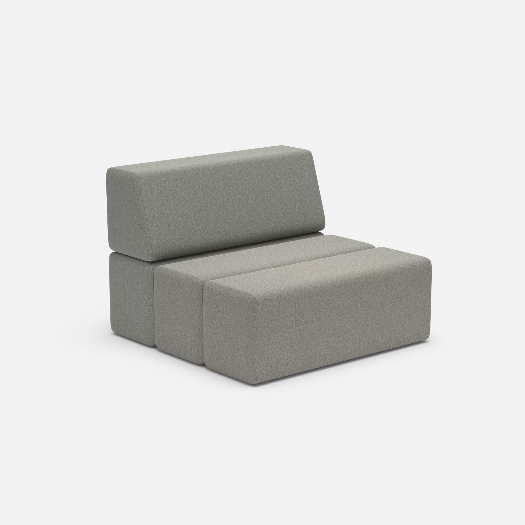 1 Sitzer Sofa Bricks 2 dama0003 in Mittelgrau von der Seite