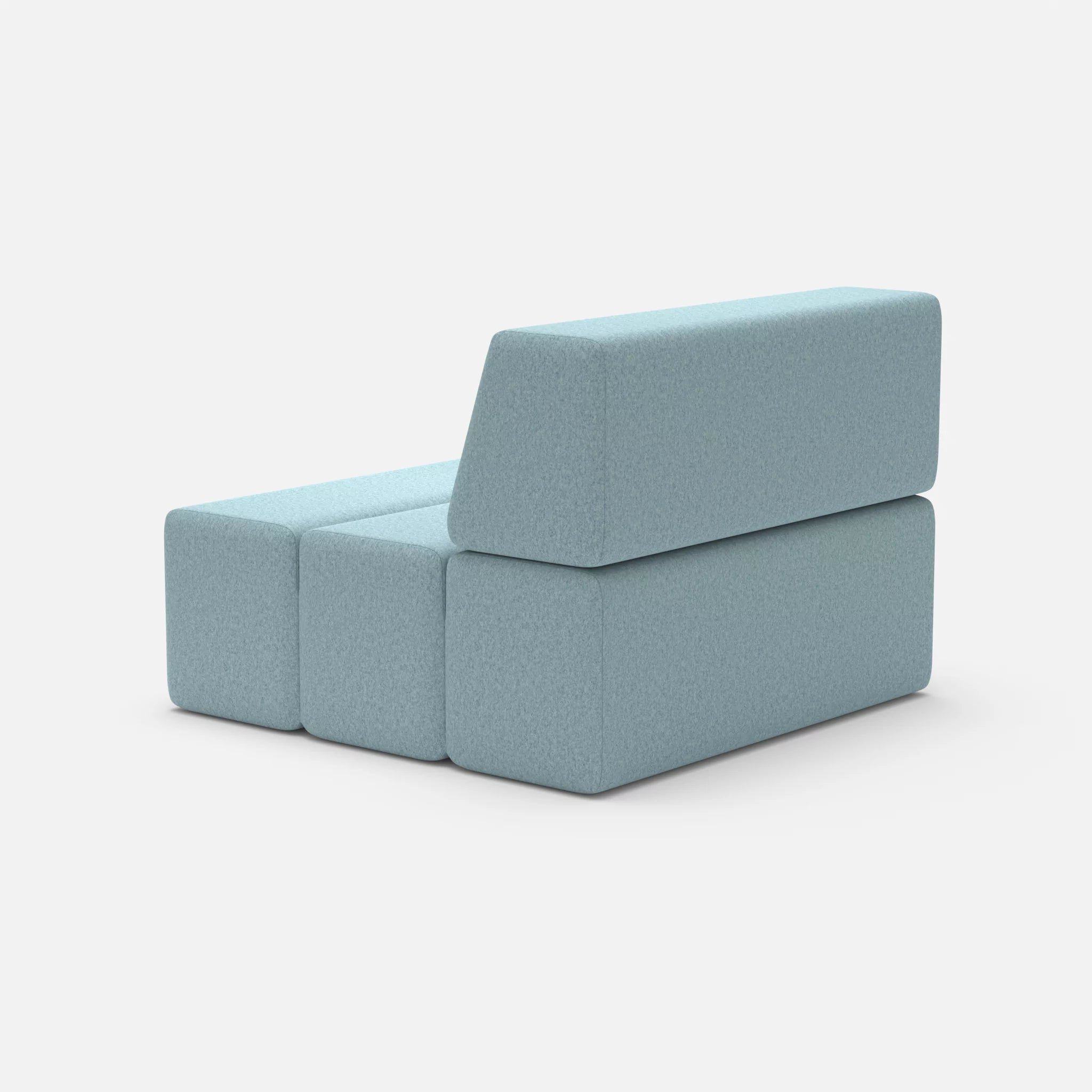 1 Sitzer Sofa Bricks 2 dama0016 in Hellblau von hinten