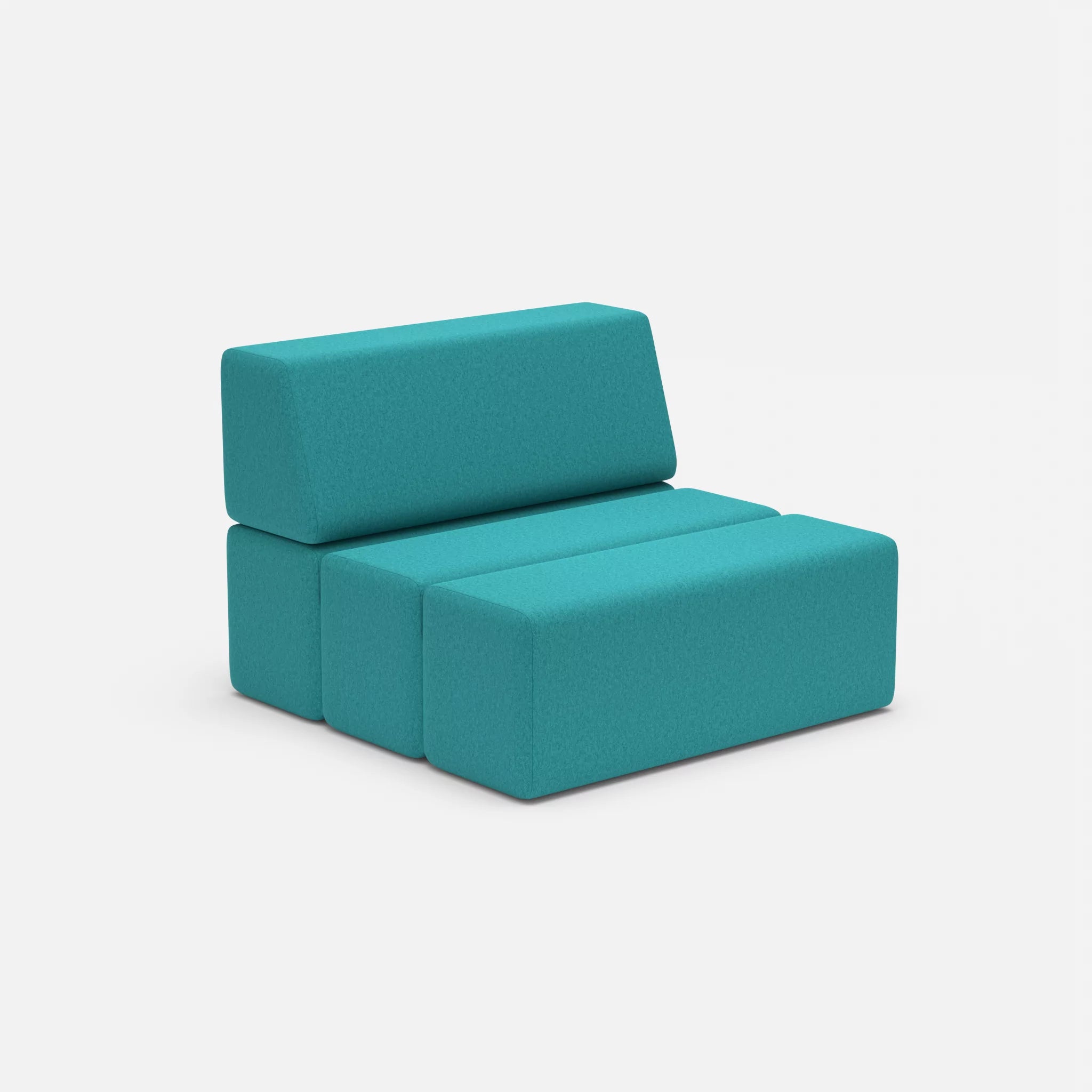 1 Sitzer Sofa Bricks 2 dama0076 in Türkis von der Seite