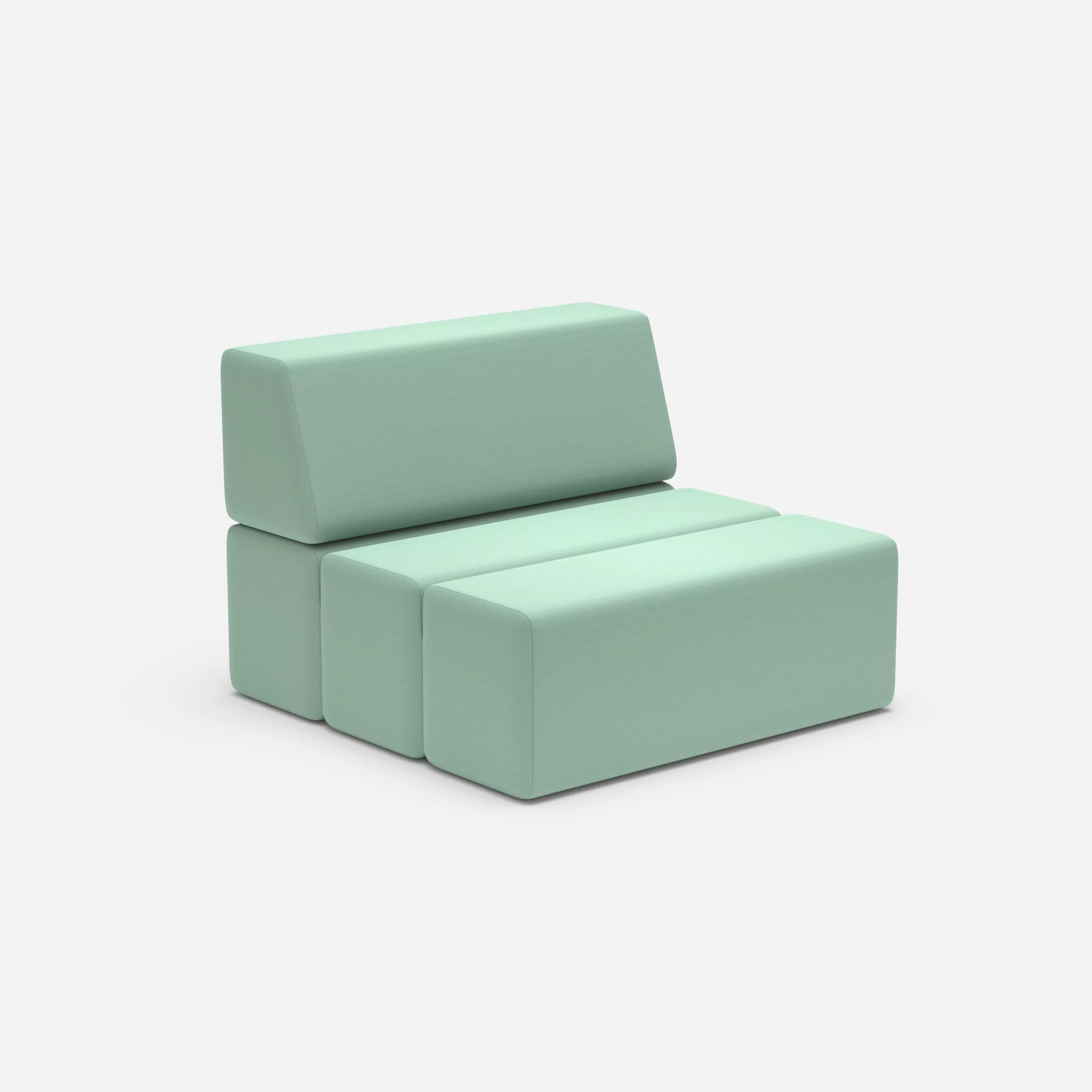 1 Sitzer Sofa Bricks 2 radio7045 in Hellblau von der Seite