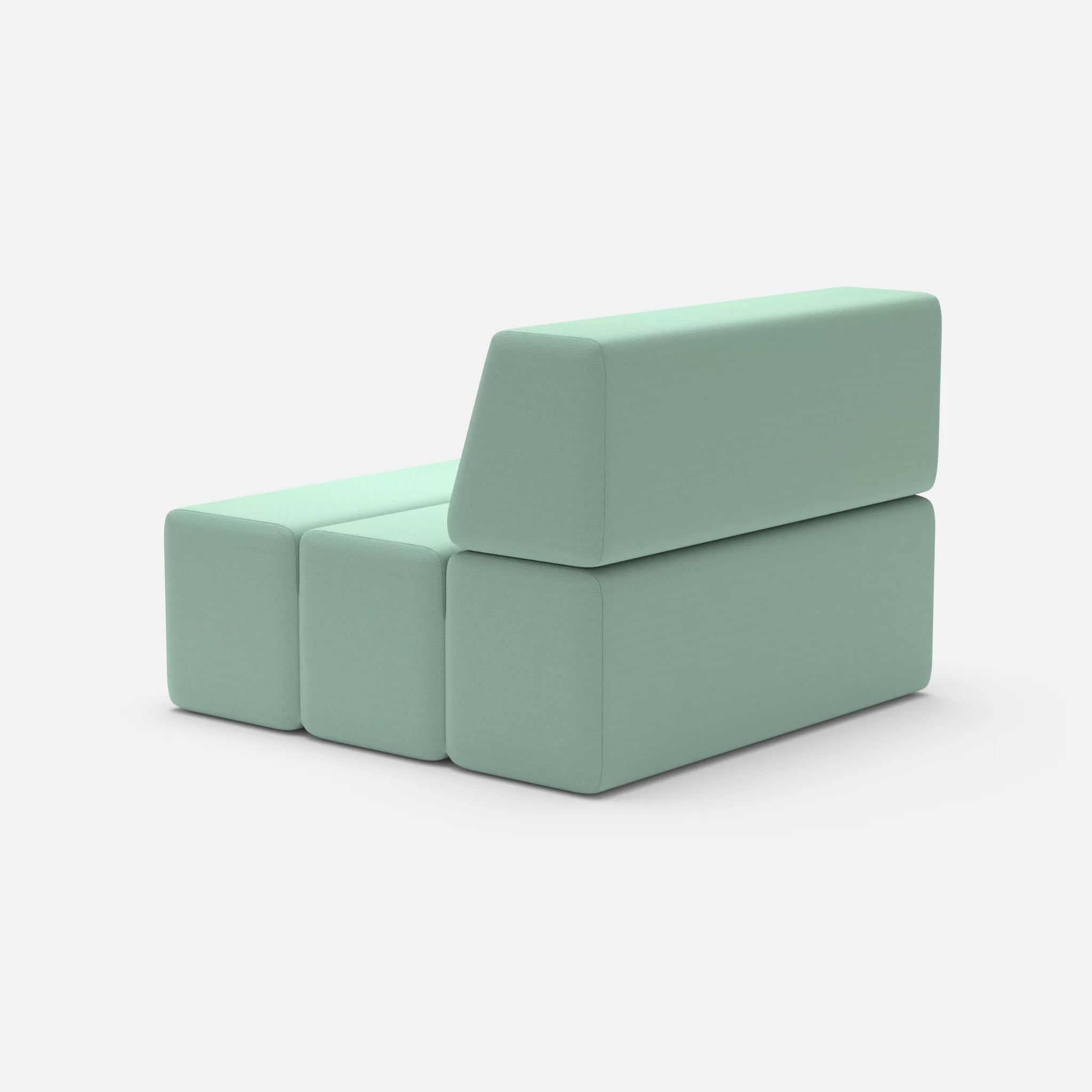 1 Sitzer Sofa Bricks 2 radio7045 in Hellblau von hinten