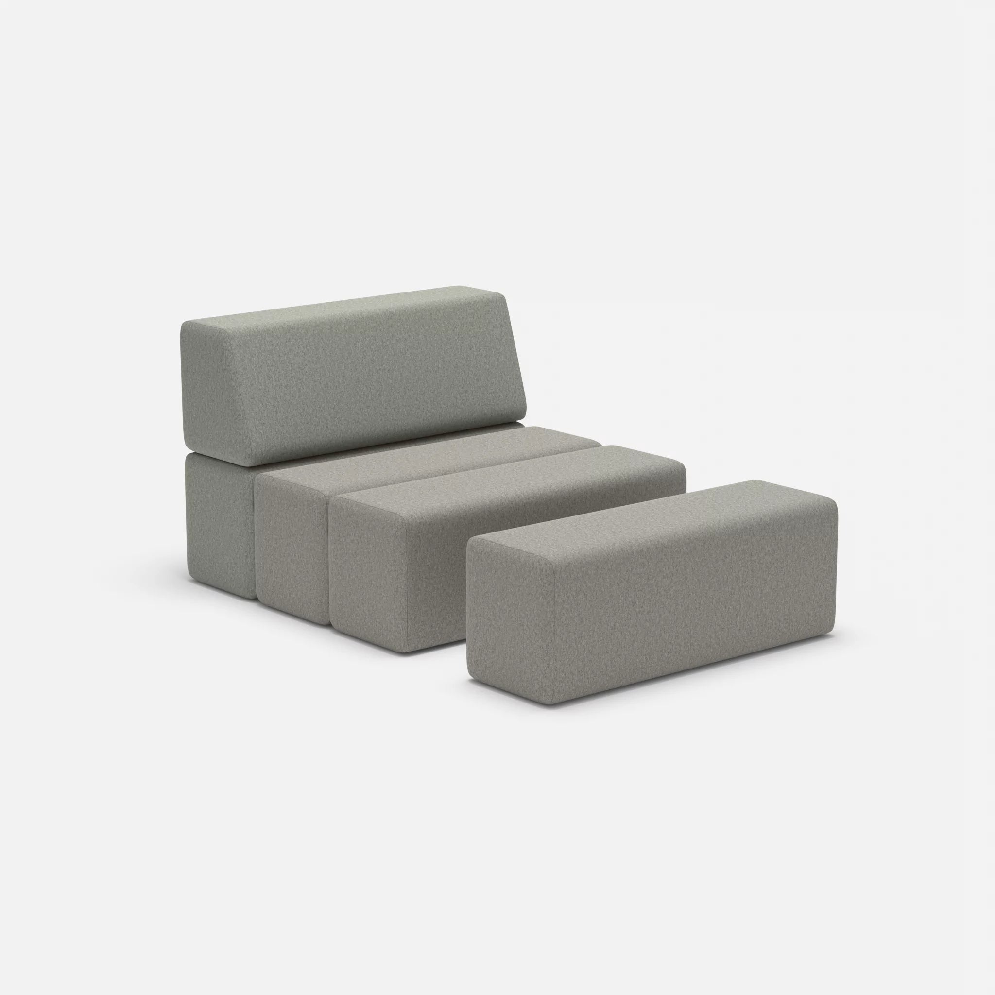 1 Sitzer Sofa Bricks 4 dama0003 in Mittelgrau von der Seite