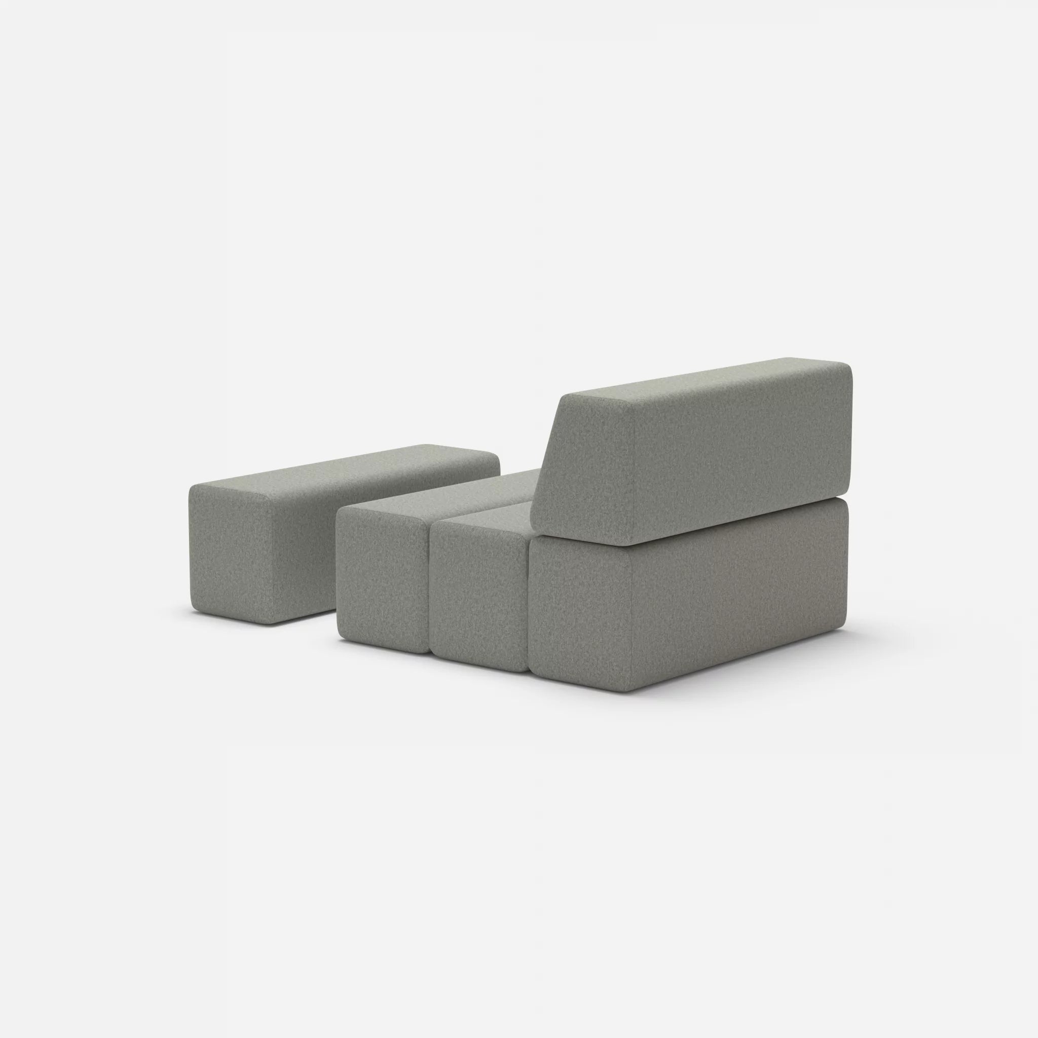 1 Sitzer Sofa Bricks 4 dama0003 in Mittelgrau von hinten