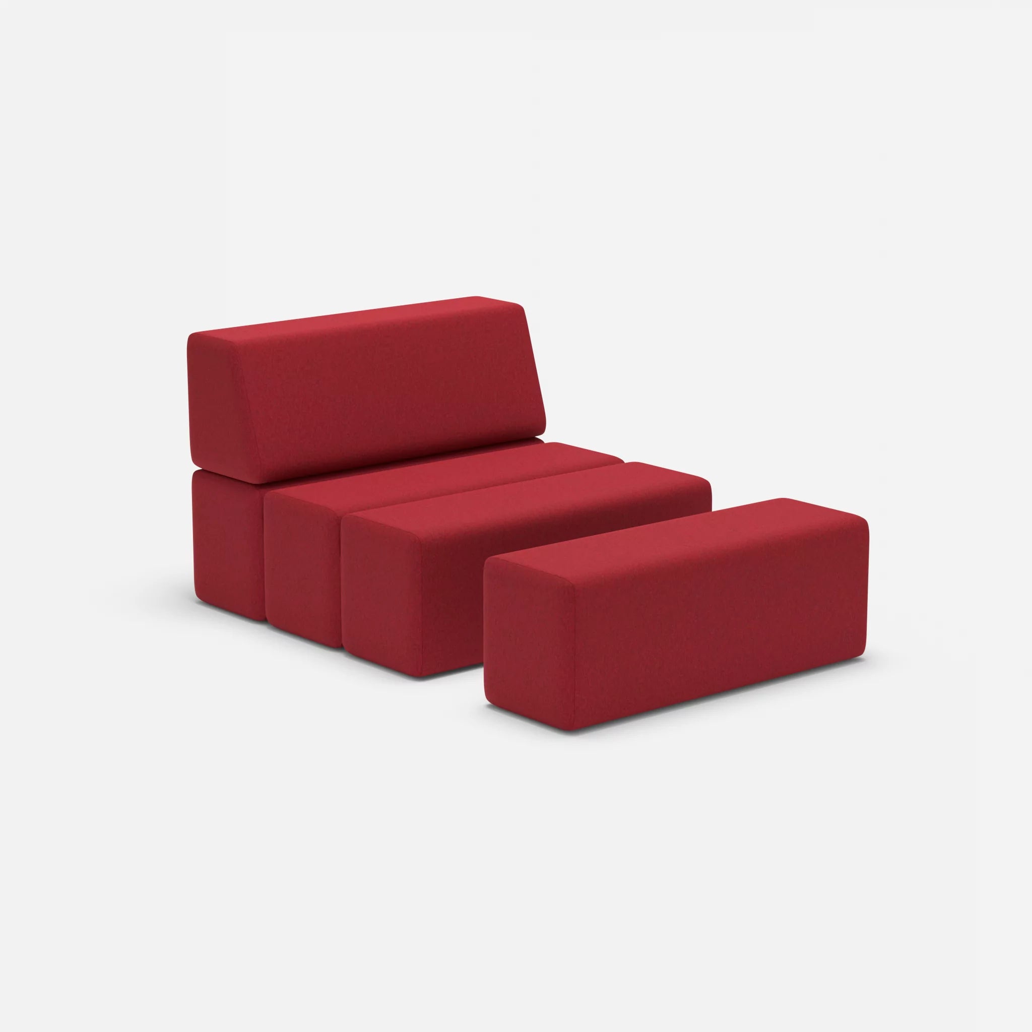 1 Sitzer Sofa Bricks 4 dama0053 in Rot von der Seite