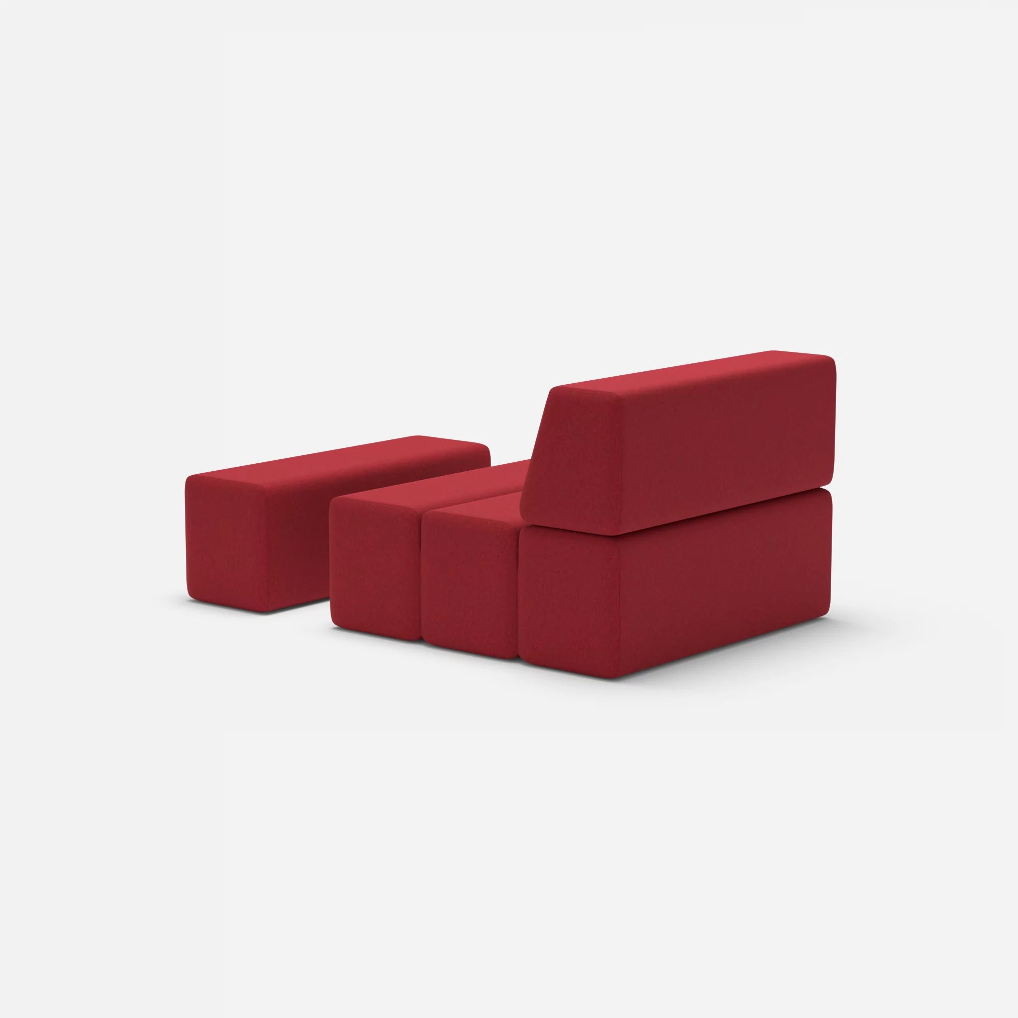 1 Sitzer Sofa Bricks 4 dama0053 in Rot von hinten