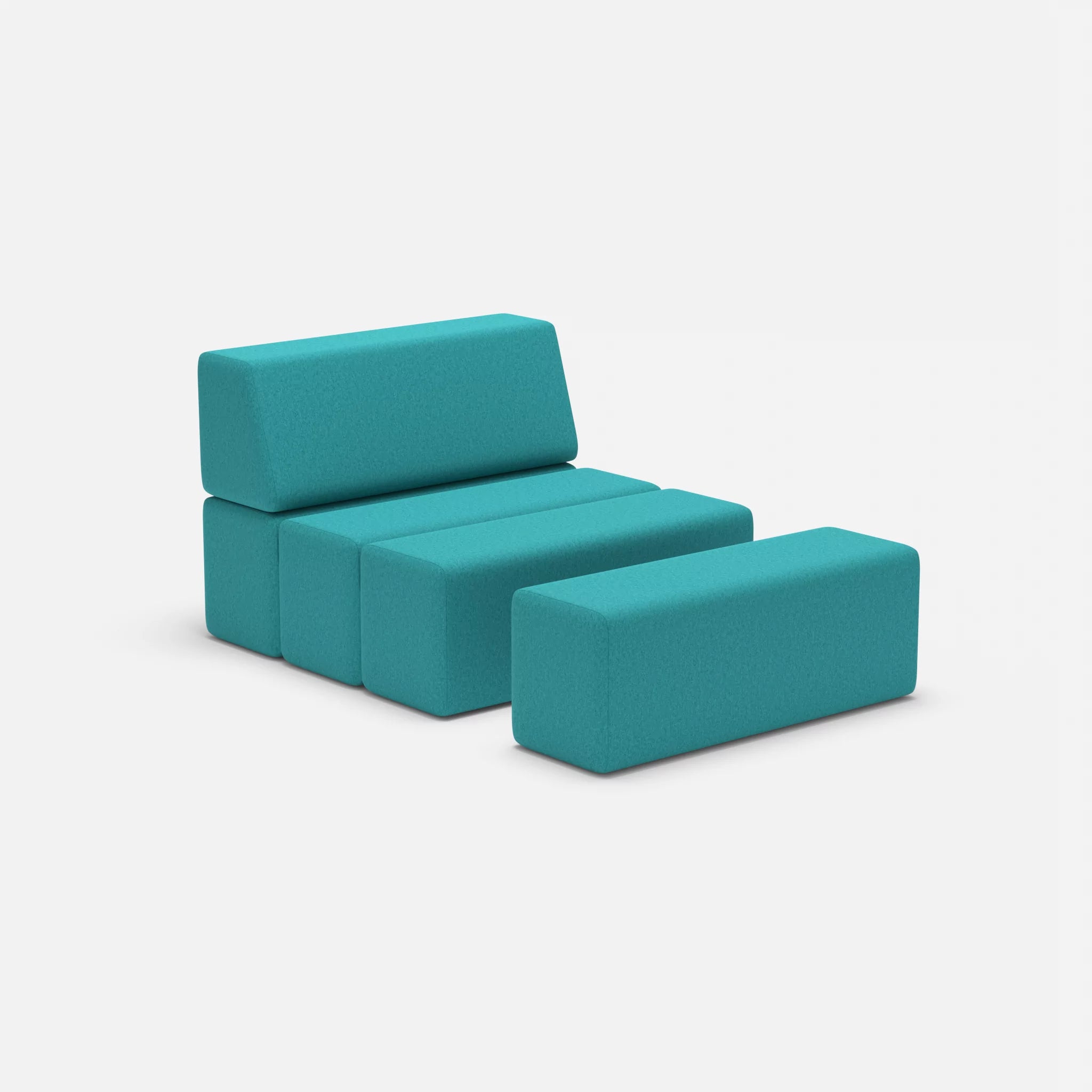 1 Sitzer Sofa Bricks 4 dama0076 in Türkis von der Seite