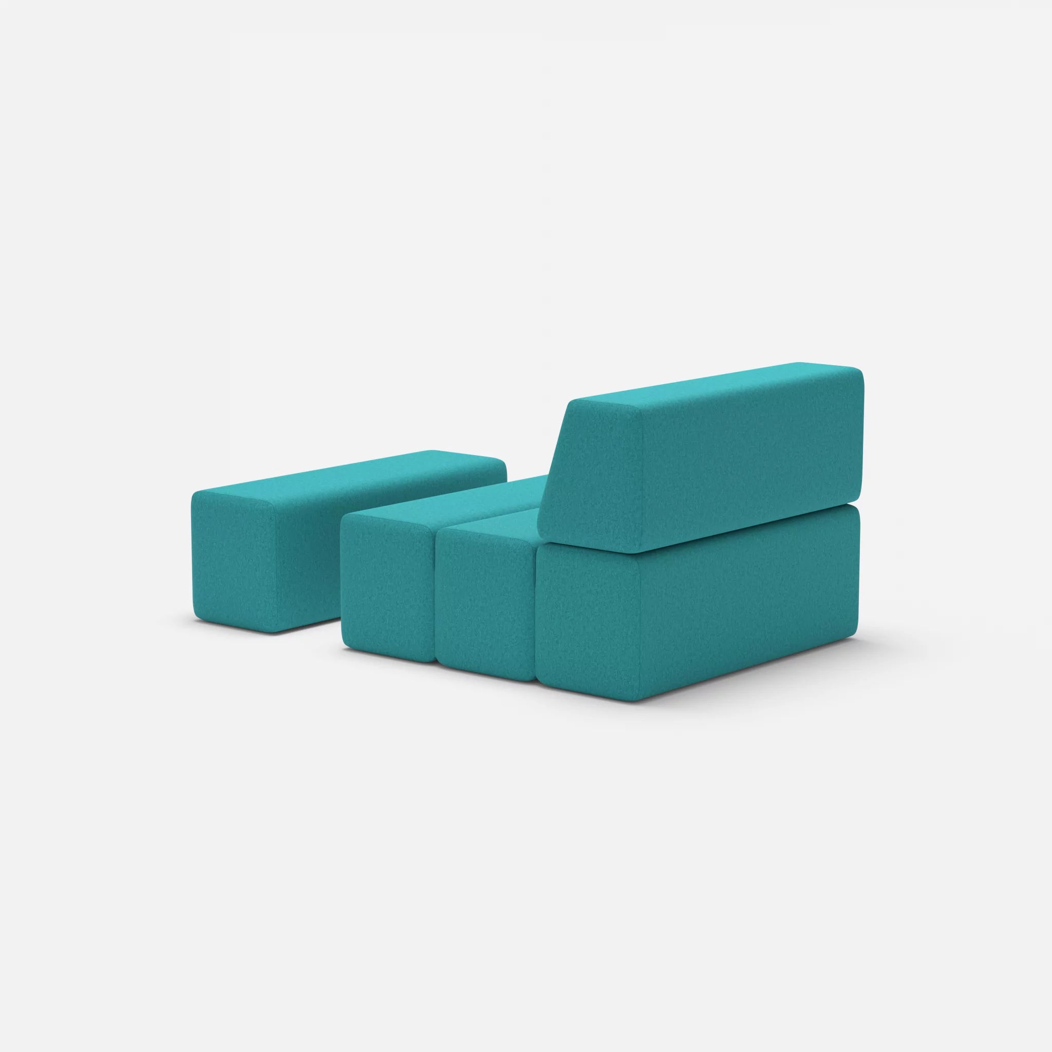 1 Sitzer Sofa Bricks 4 dama0076 in Türkis von hinten