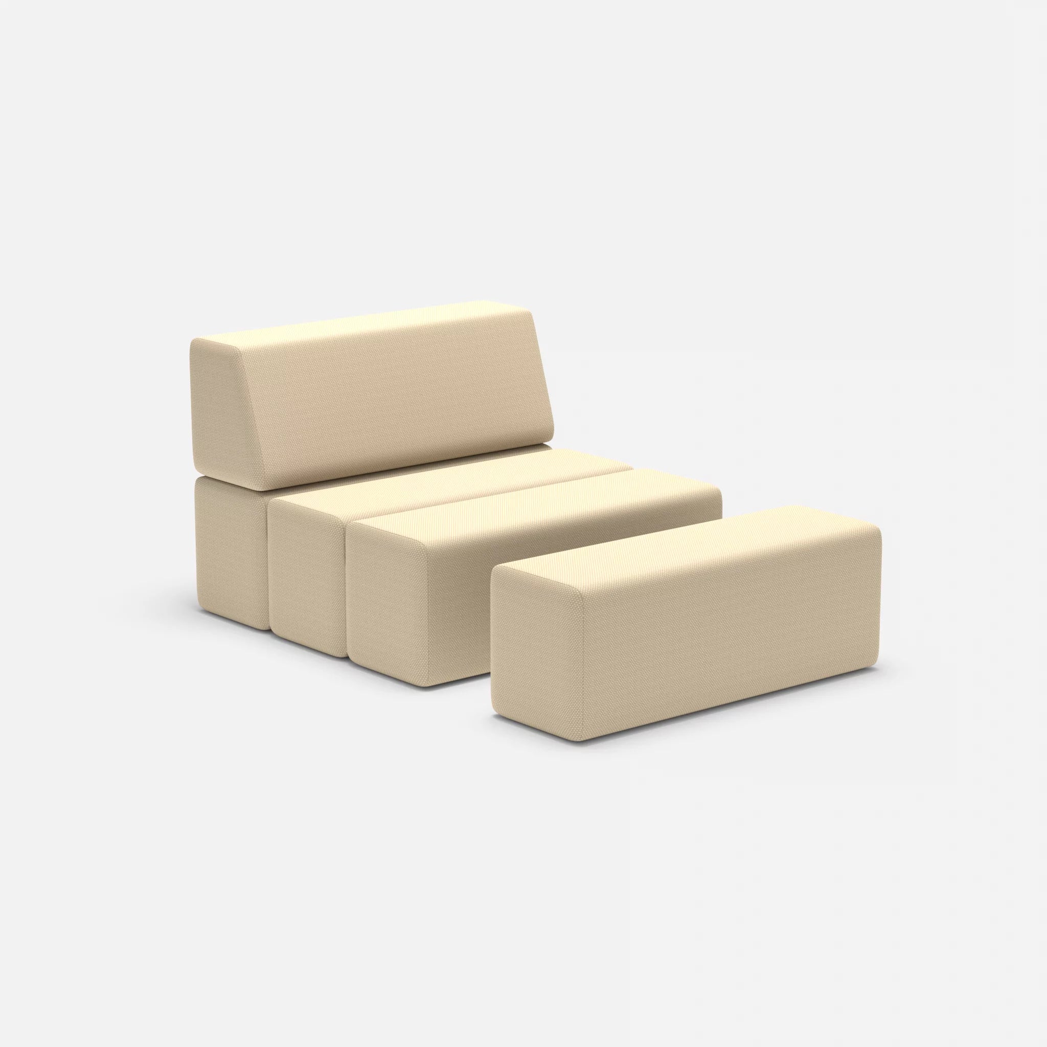 1 Sitzer Sofa Bricks 4 novumangora in Sand von der Seite