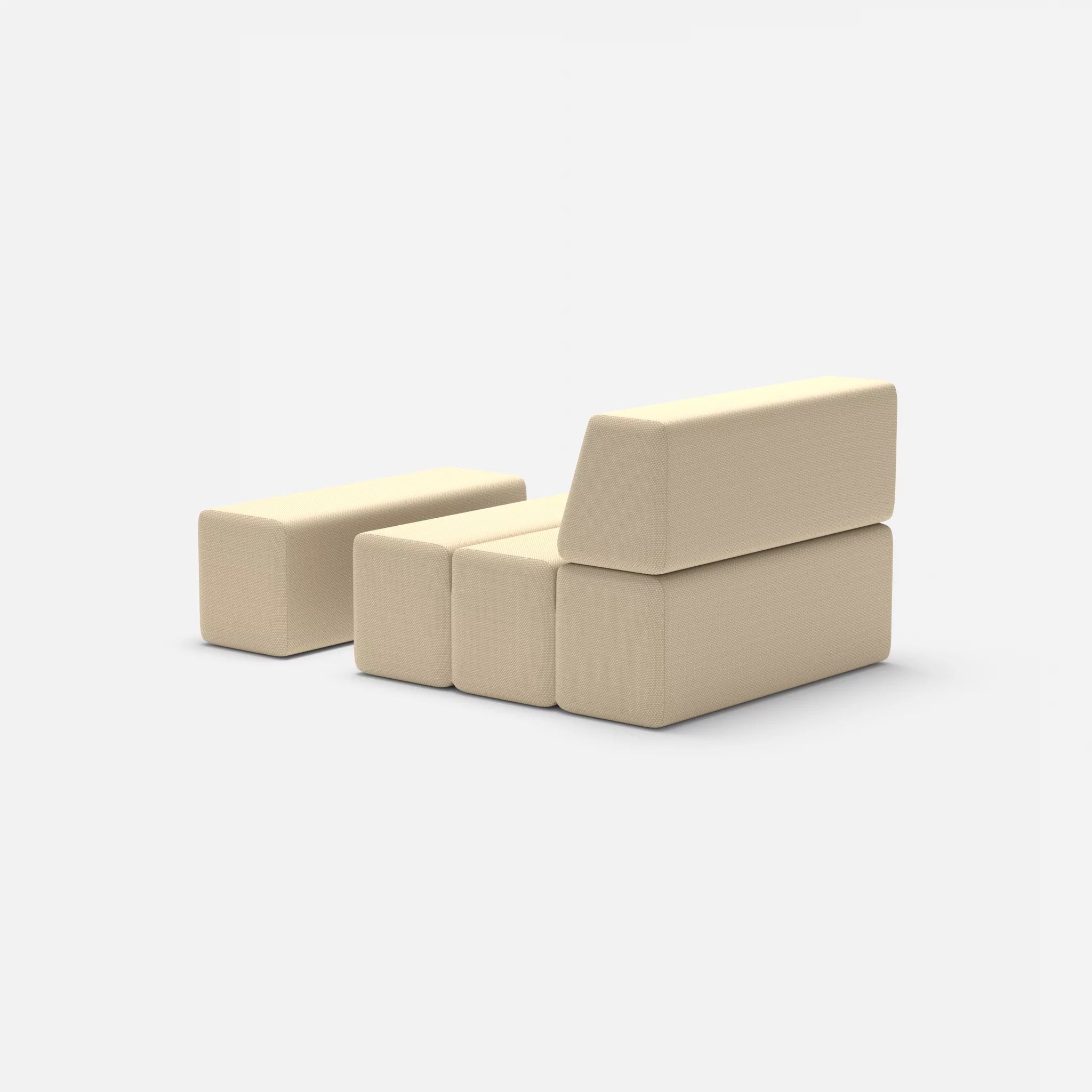 1 Sitzer Sofa Bricks 4 novumangora in Sand von hinten