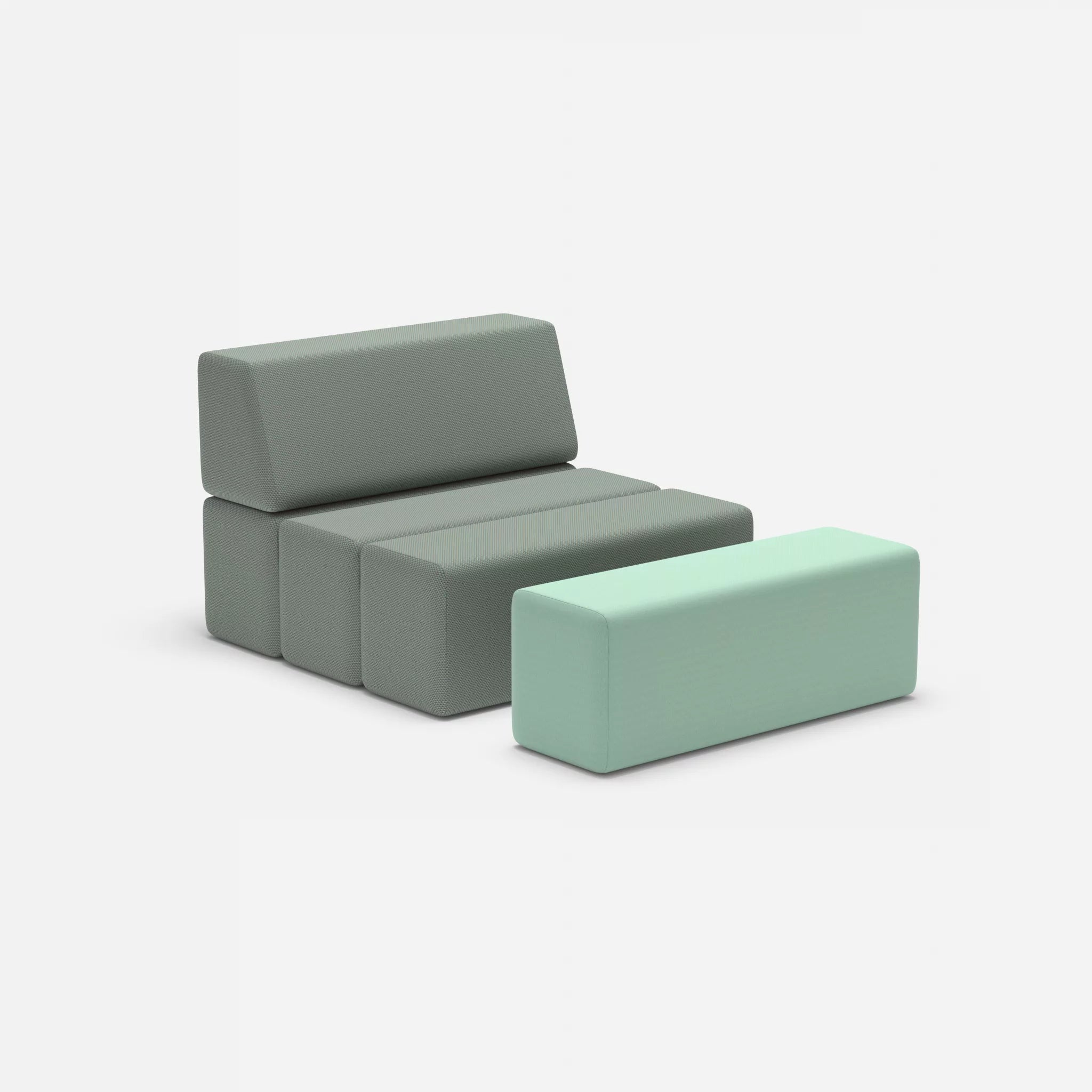 1 Sitzer Sofa Bricks 4 novumdelphi-radio7045 in Graublau und Hellblau von der Seite