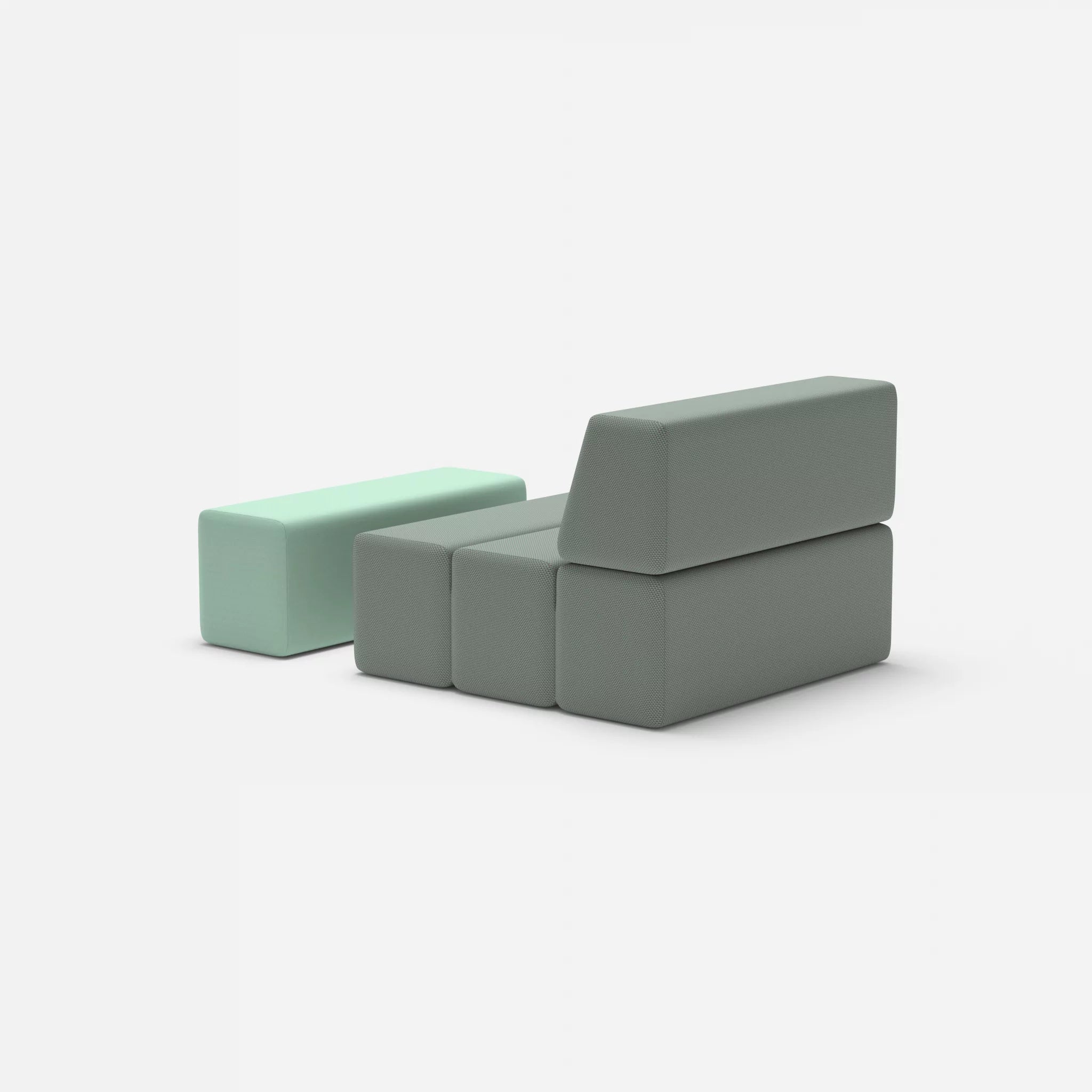 1 Sitzer Sofa Bricks 4 novumdelphi-radio7045 in Graublau und Hellblau von hinten