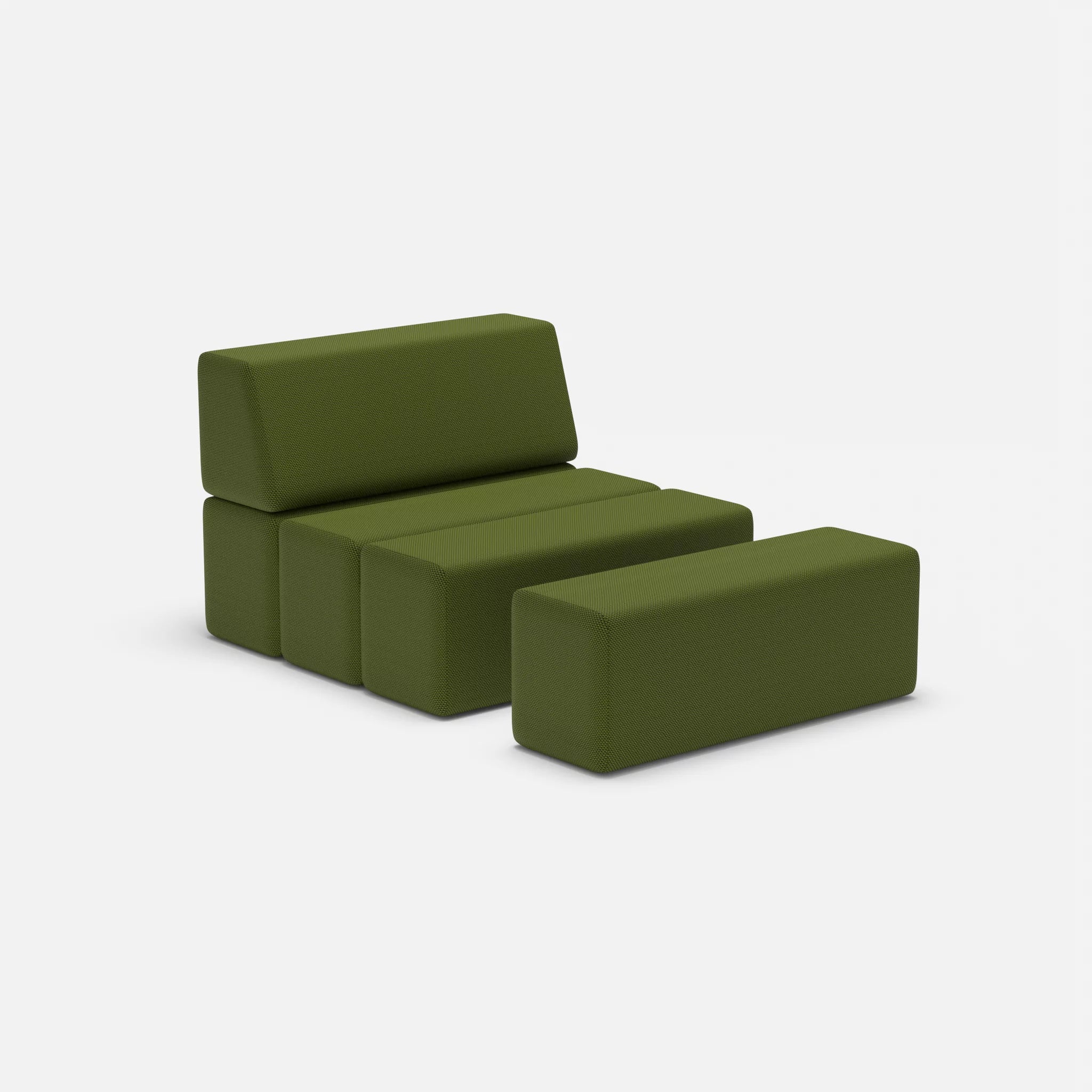 1 Sitzer Sofa Bricks 4 novummoss in Grün von der Seite